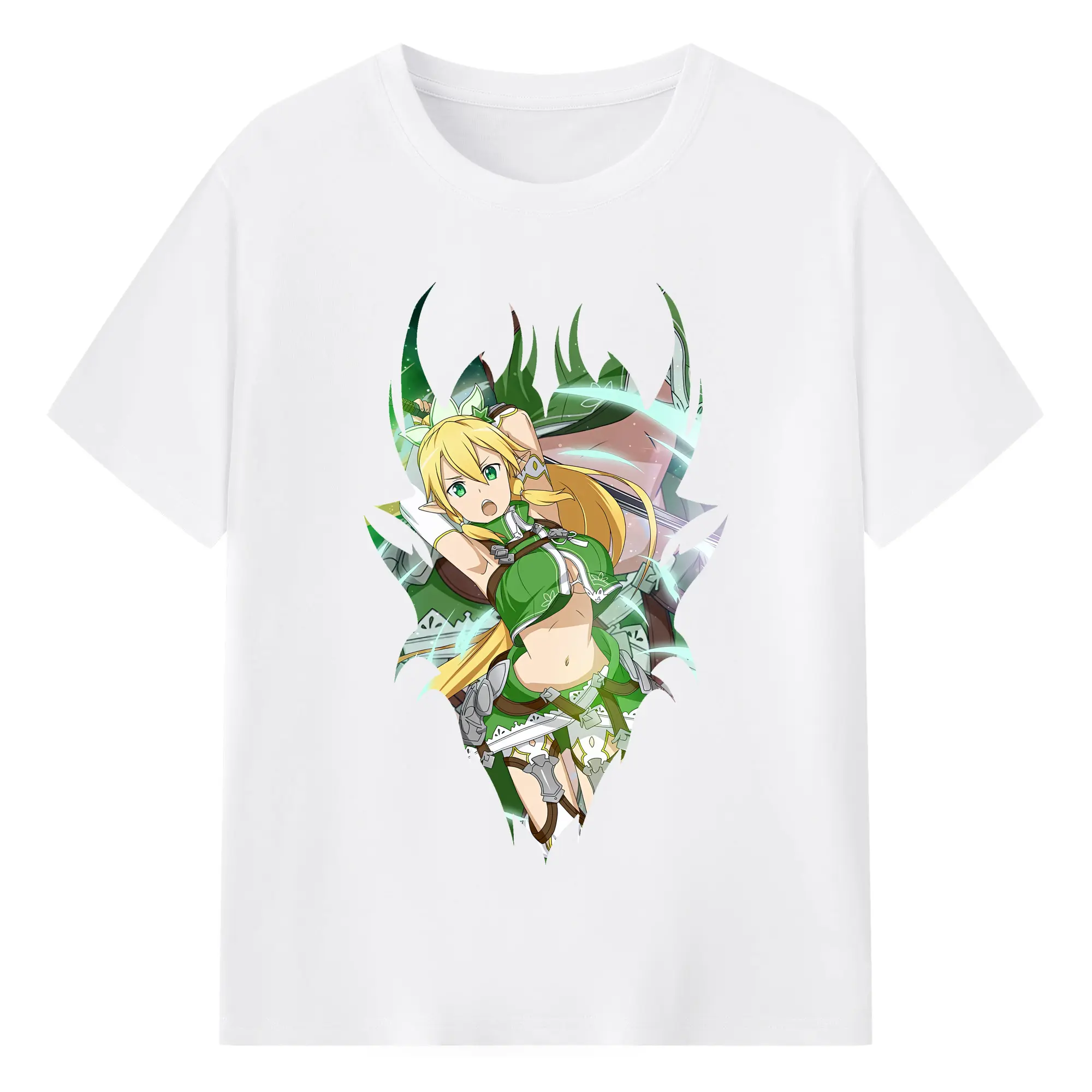 ソードアートオンライン グッズ リーファ - 綿100％ 半袖Tシャツ ・ フロントプリント ・ 快適 通気性 ・ 日常使い 散歩 スポーツ用