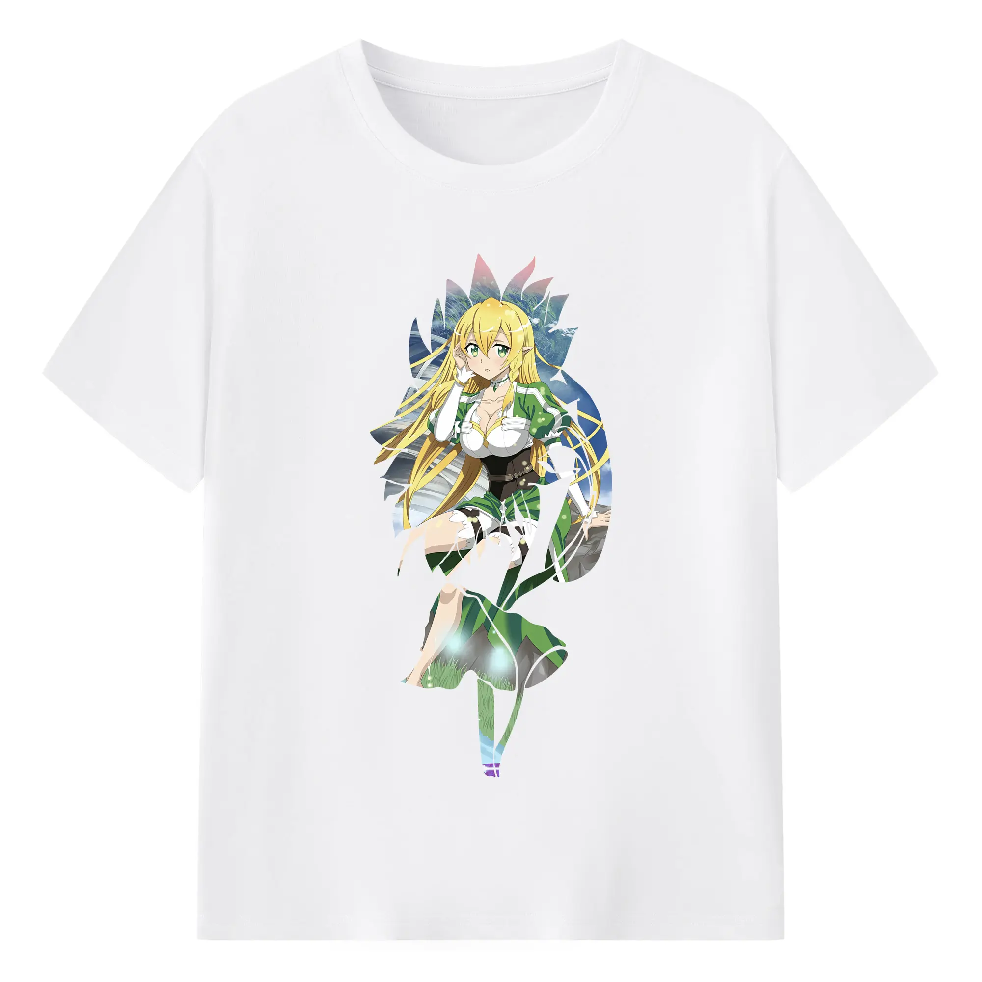 ソードアートオンライン グッズ リーファ - 綿100％ 半袖Tシャツ ・ フロントプリント ・ 快適 通気性 ・ 日常使い 散歩 スポーツ用