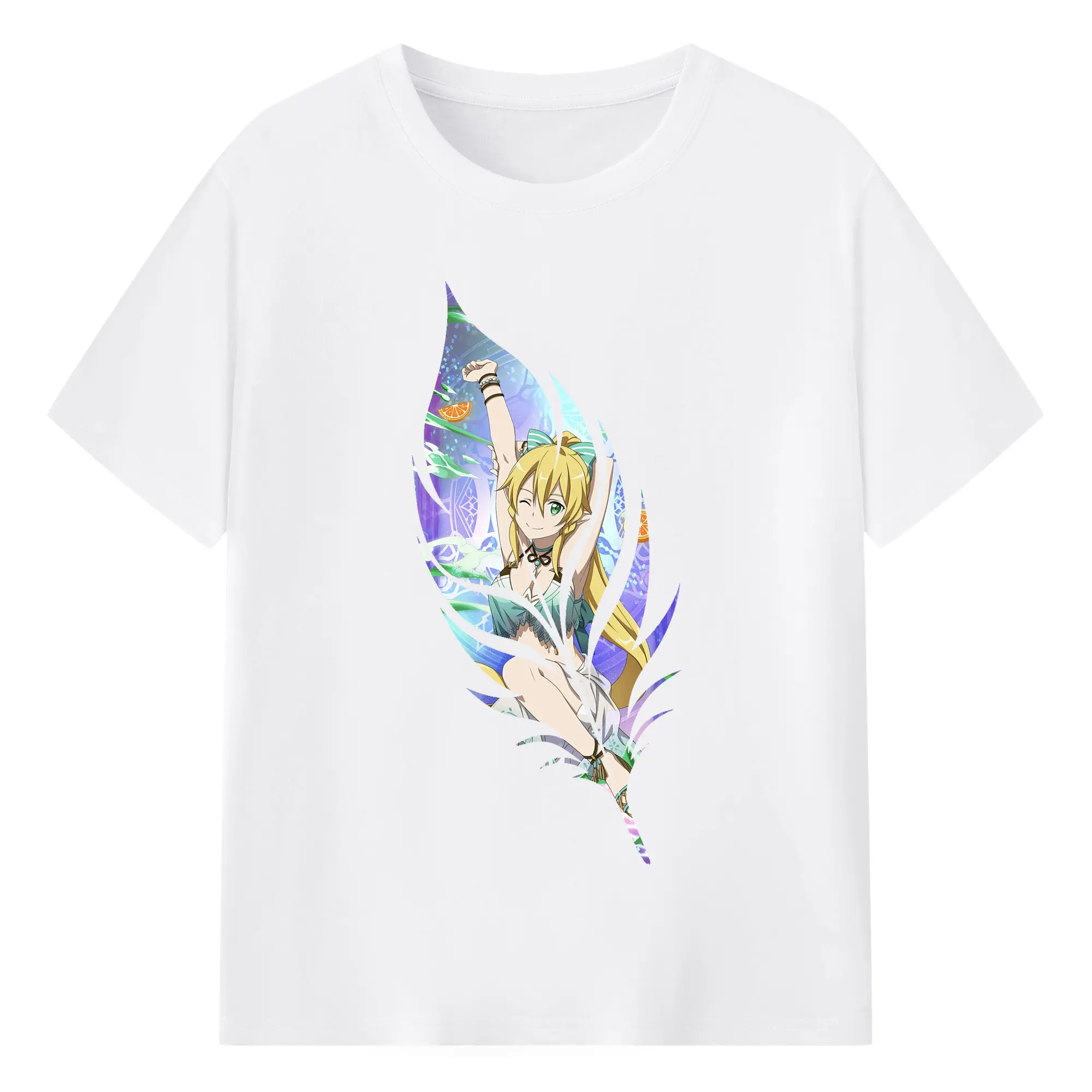ソードアートオンライン グッズ リーファ - 綿100％ 半袖Tシャツ ・ フロントプリント ・ 快適 通気性 ・ 日常使い 散歩 スポーツ用