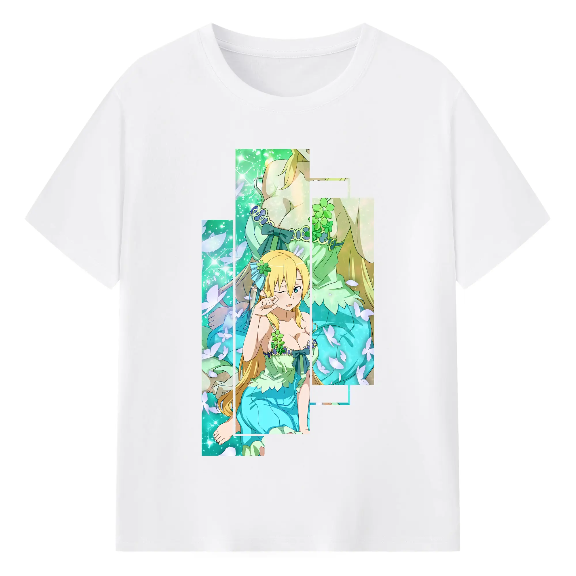 ソードアートオンライン グッズ リーファ - 綿100％ 半袖Tシャツ ・ フロントプリント ・ 快適 通気性 ・ 日常使い 散歩 スポーツ用