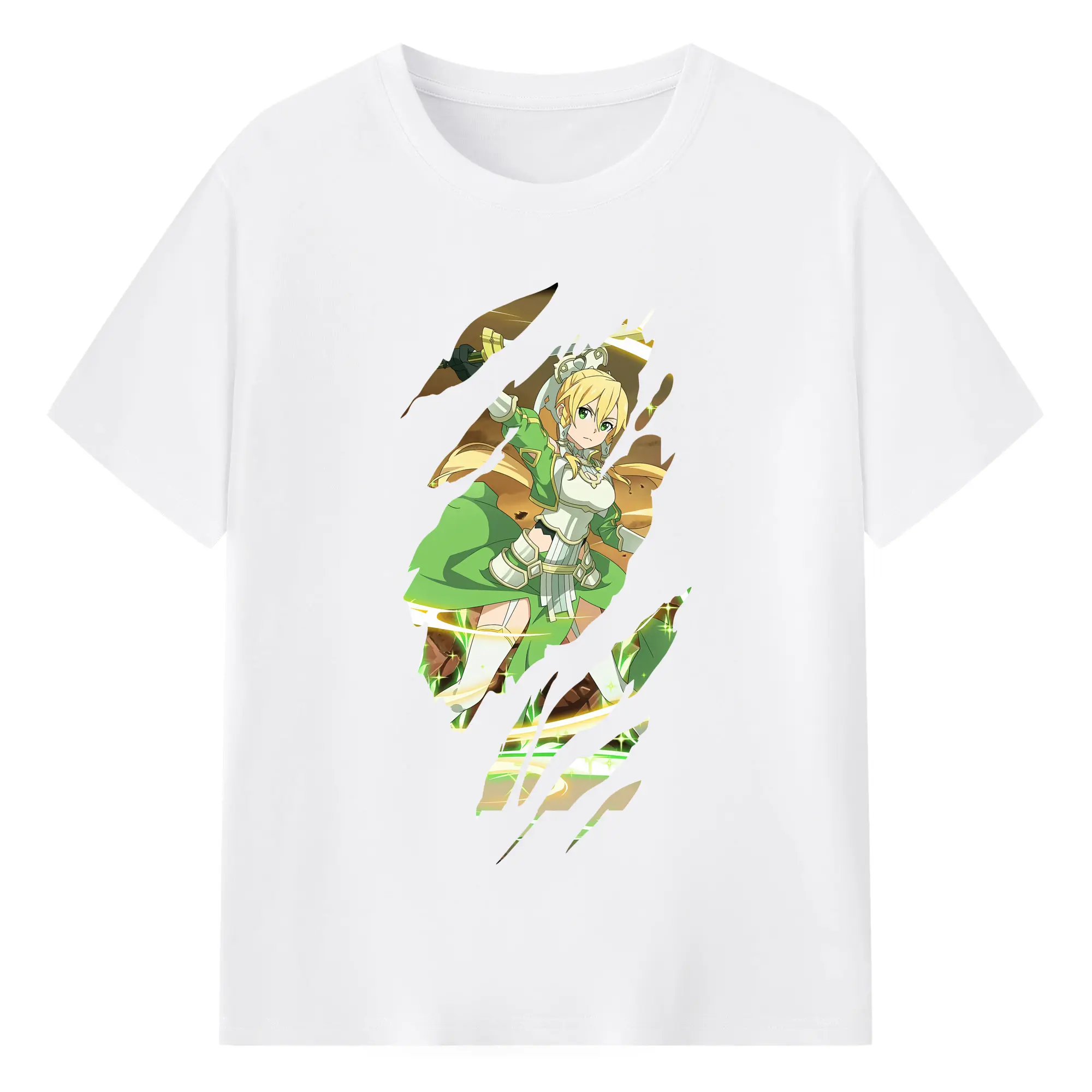 ソードアートオンライン グッズ リーファ - 綿100％ 半袖Tシャツ ・ フロントプリント ・ 快適 通気性 ・ 日常使い 散歩 スポーツ用