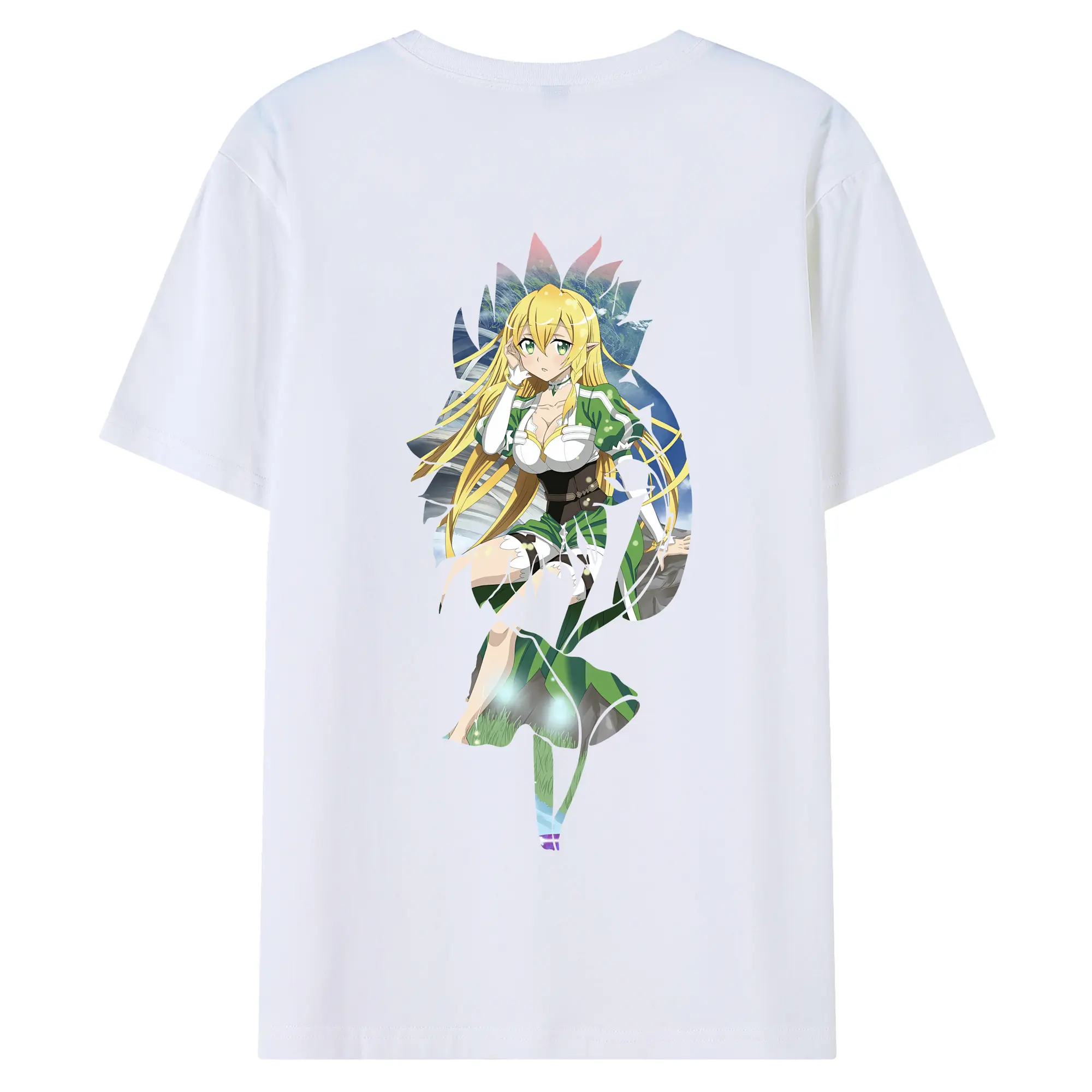 ソードアートオンライン グッズ リーファ - 綿100％ 半袖Tシャツ ・ バックプリント ・ 快適 通気性 ・ 日常使い 散歩 スポーツ用