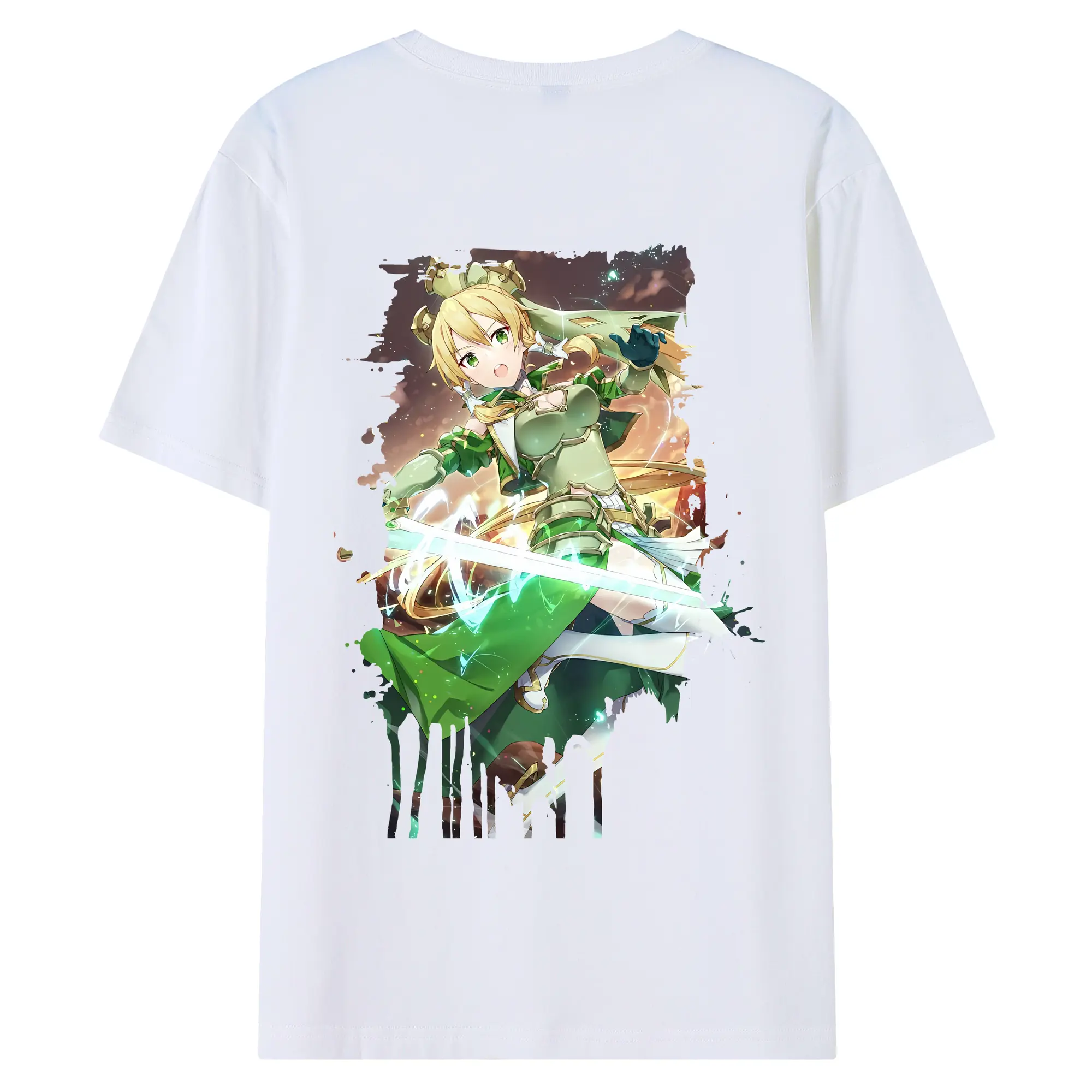 ソードアートオンライン グッズ リーファ - 綿100％ 半袖Tシャツ ・ バックプリント ・ 快適 通気性 ・ 日常使い 散歩 スポーツ用