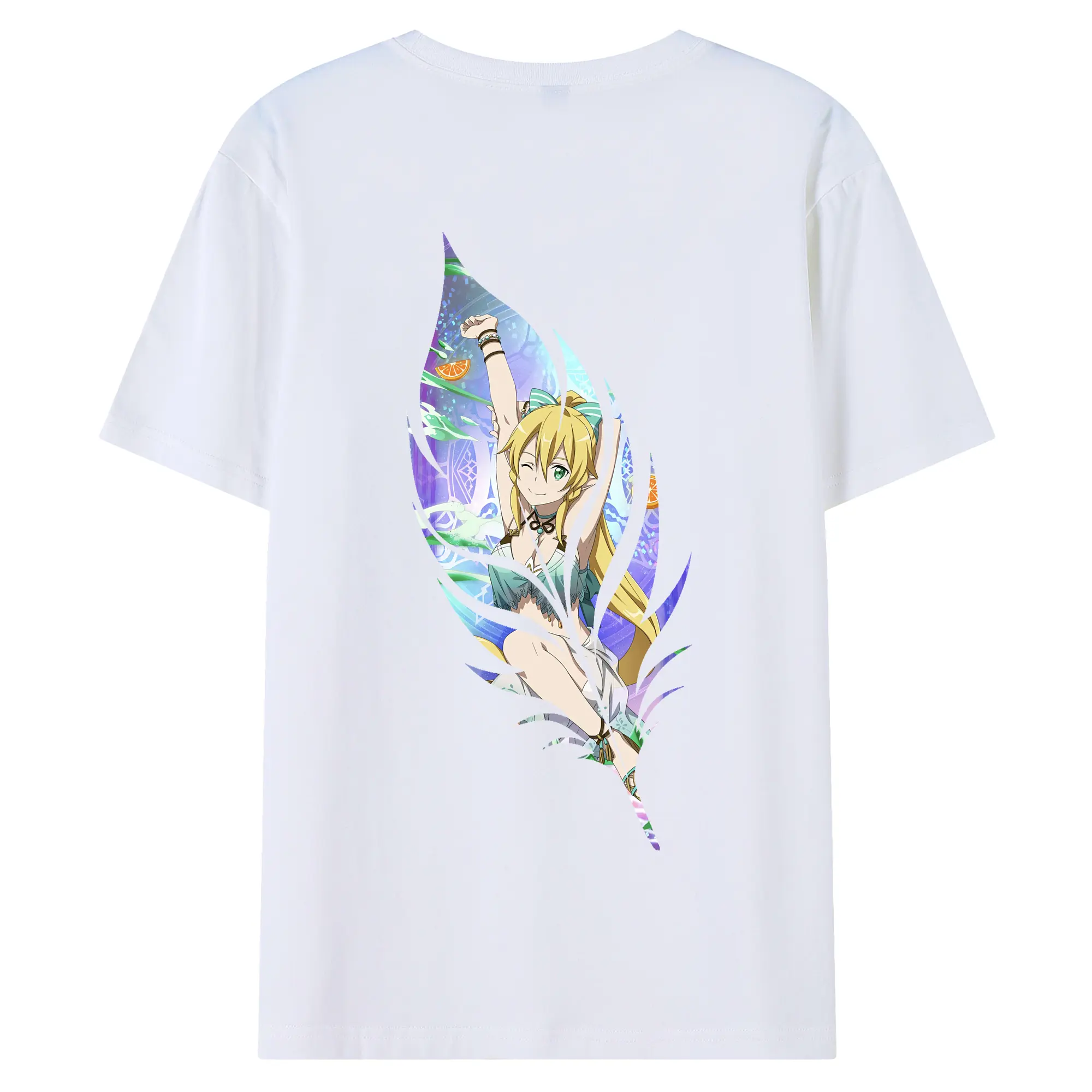 ソードアートオンライン グッズ リーファ - 綿100％ 半袖Tシャツ ・ バックプリント ・ 快適 通気性 ・ 日常使い 散歩 スポーツ用
