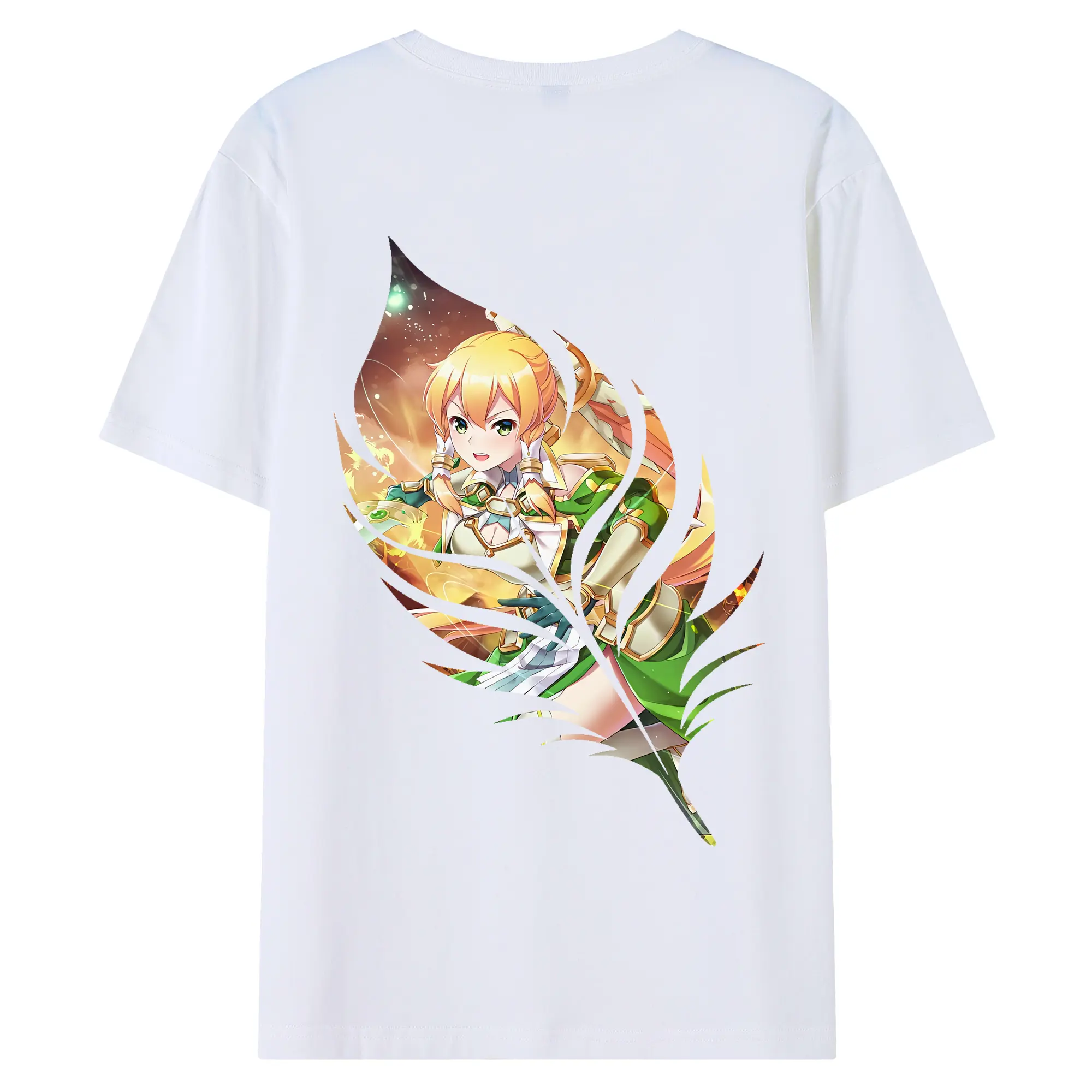 ソードアートオンライン グッズ リーファ - 綿100％ 半袖Tシャツ ・ バックプリント ・ 快適 通気性 ・ 日常使い 散歩 スポーツ用