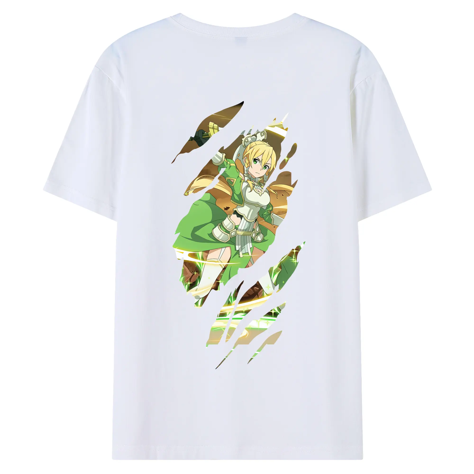 ソードアートオンライン グッズ リーファ - 綿100％ 半袖Tシャツ ・ バックプリント ・ 快適 通気性 ・ 日常使い 散歩 スポーツ用