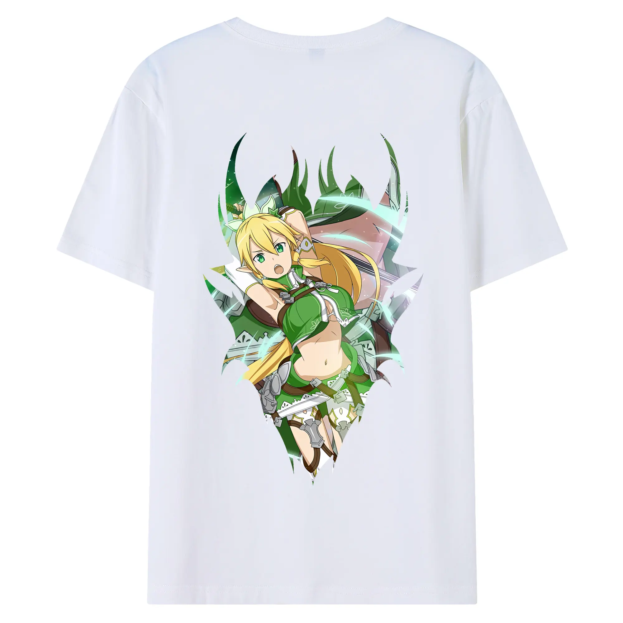 ソードアートオンライン グッズ リーファ - 綿100％ 半袖Tシャツ ・ バックプリント ・ 快適 通気性 ・ 日常使い 散歩 スポーツ用