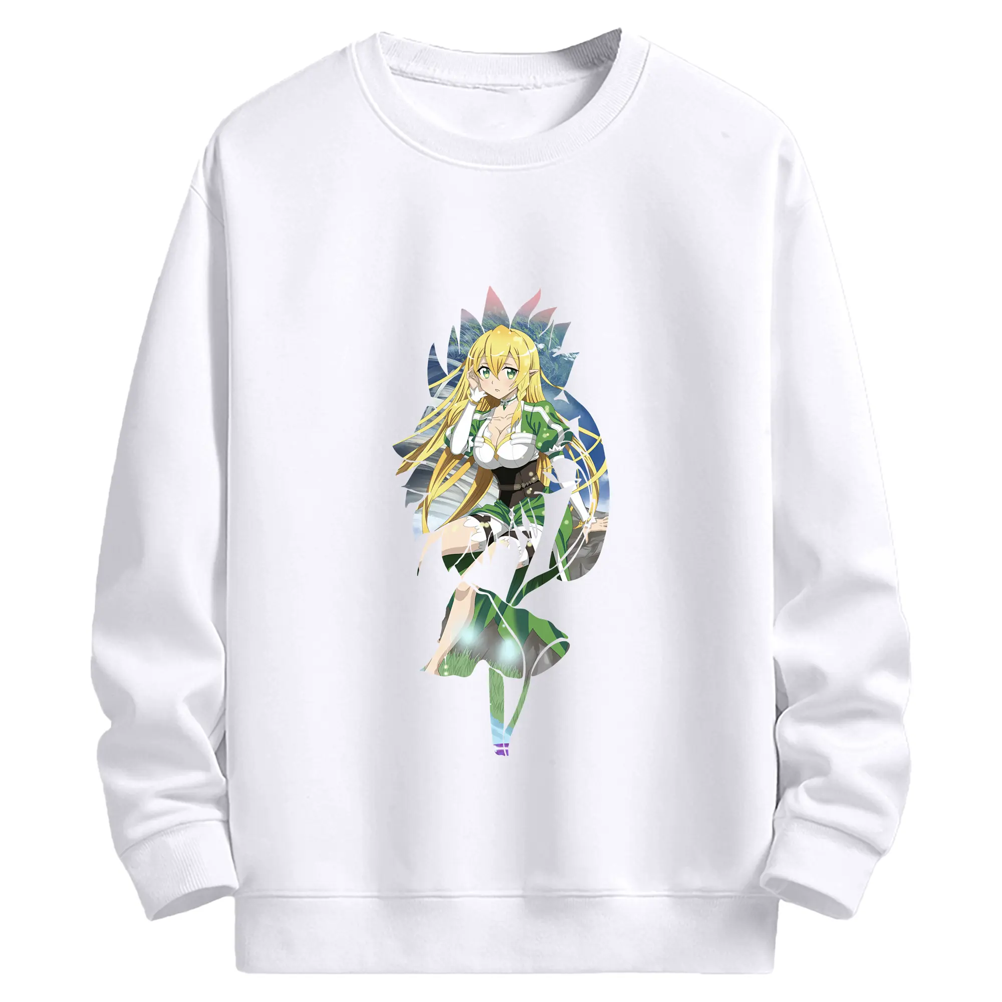 ソードアートオンライン グッズ リーファ - 高品質 クルーネック スウェット ・ コットン59％ ポリエステル41％ ・ ユニセックス 長袖 トレーナー ・ カジュアル デイリー スポーツ 散歩用