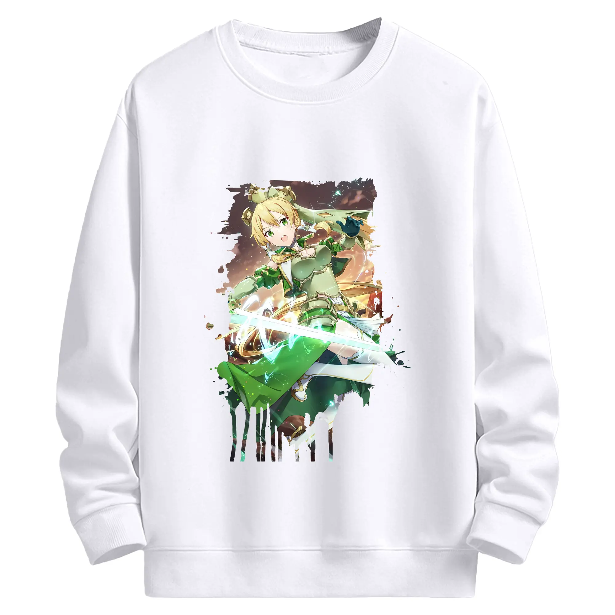 ソードアートオンライン グッズ リーファ - 高品質 クルーネック スウェット ・ コットン59％ ポリエステル41％ ・ ユニセックス 長袖 トレーナー ・ カジュアル デイリー スポーツ 散歩用