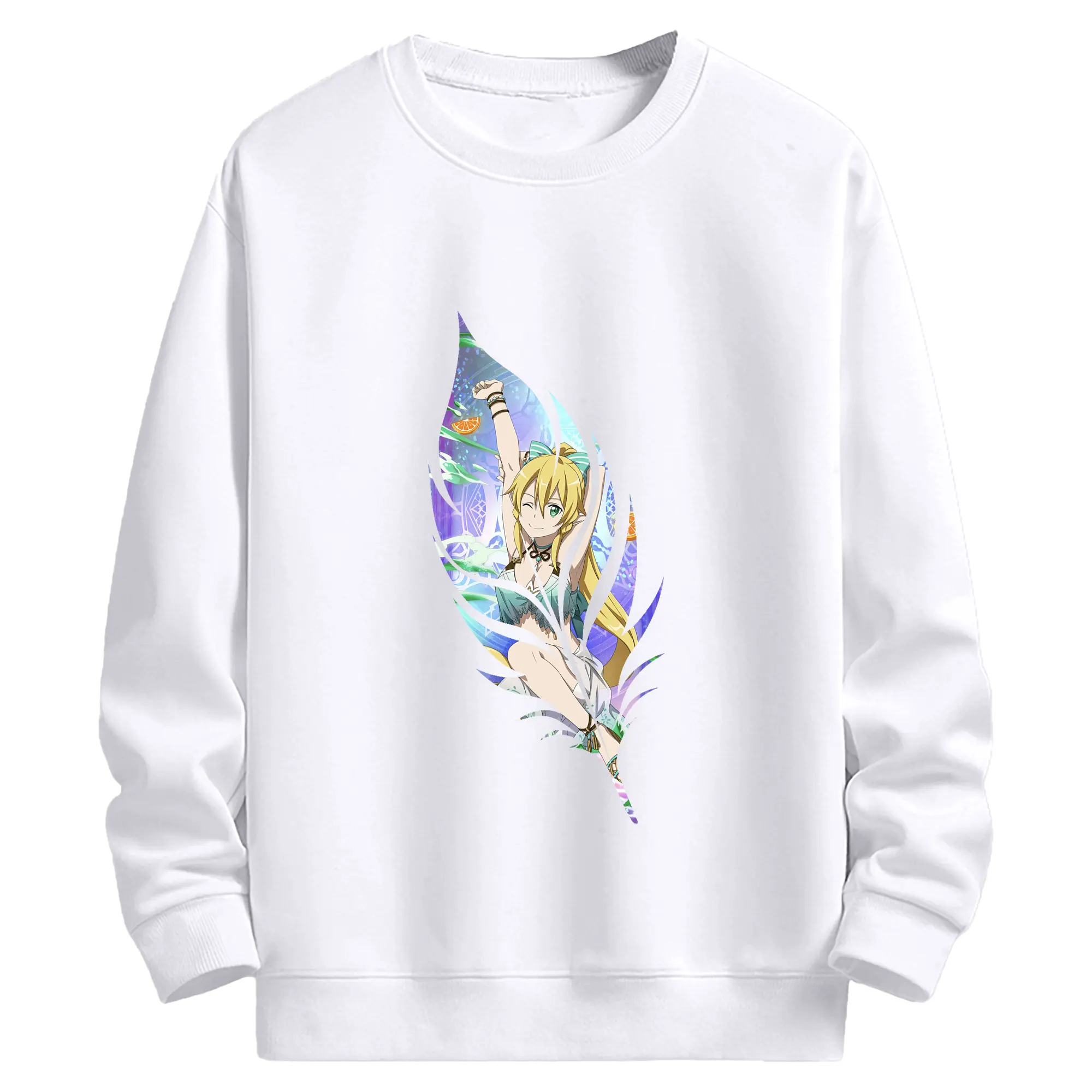 ソードアートオンライン グッズ リーファ - 高品質 クルーネック スウェット ・ コットン59％ ポリエステル41％ ・ ユニセックス 長袖 トレーナー ・ カジュアル デイリー スポーツ 散歩用