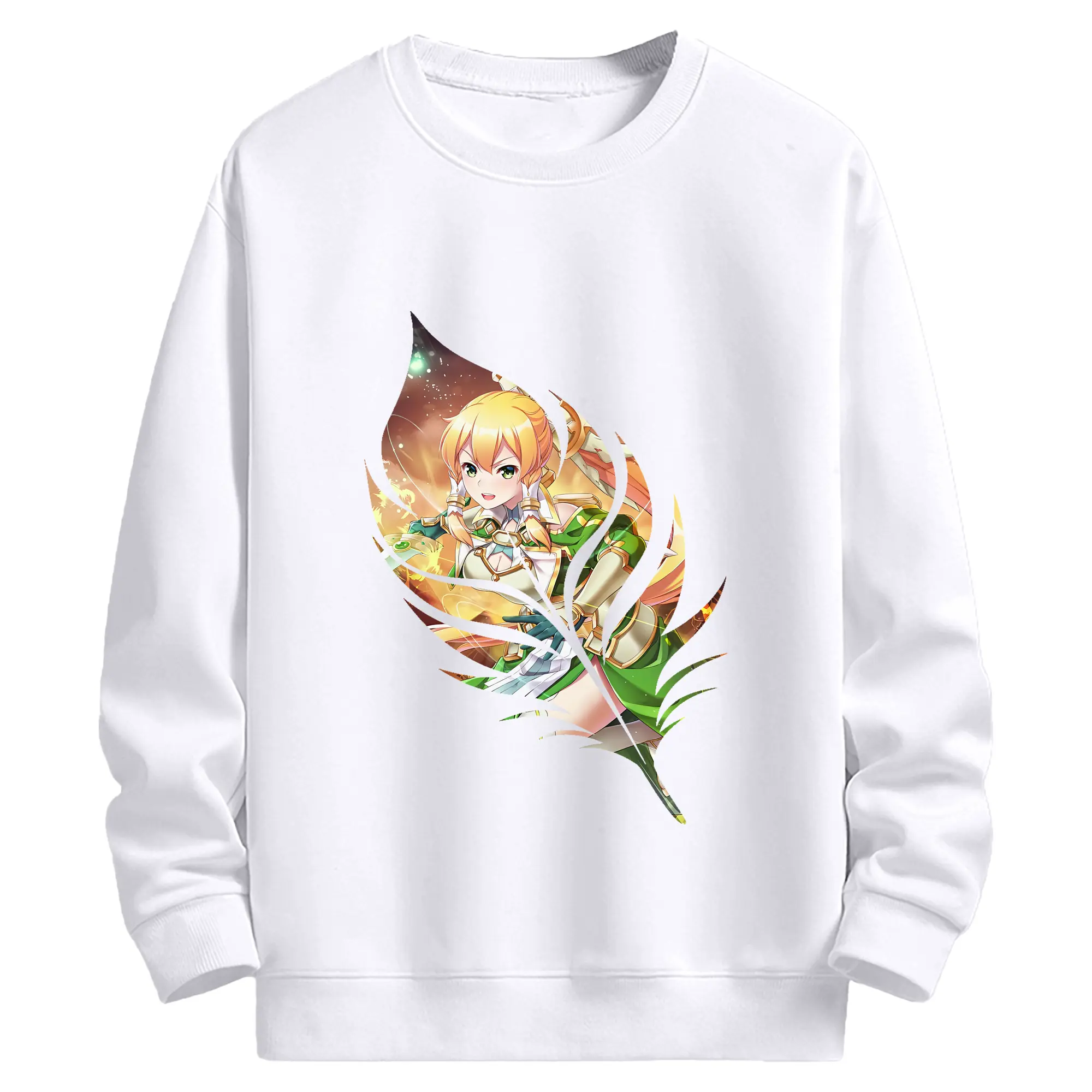 ソードアートオンライン グッズ リーファ - 高品質 クルーネック スウェット ・ コットン59％ ポリエステル41％ ・ ユニセックス 長袖 トレーナー ・ カジュアル デイリー スポーツ 散歩用
