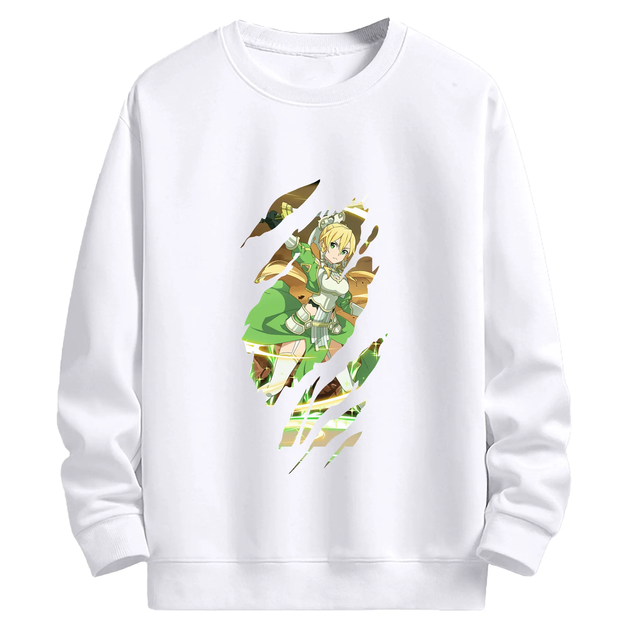 ソードアートオンライン グッズ リーファ - 高品質 クルーネック スウェット ・ コットン59％ ポリエステル41％ ・ ユニセックス 長袖 トレーナー ・ カジュアル デイリー スポーツ 散歩用