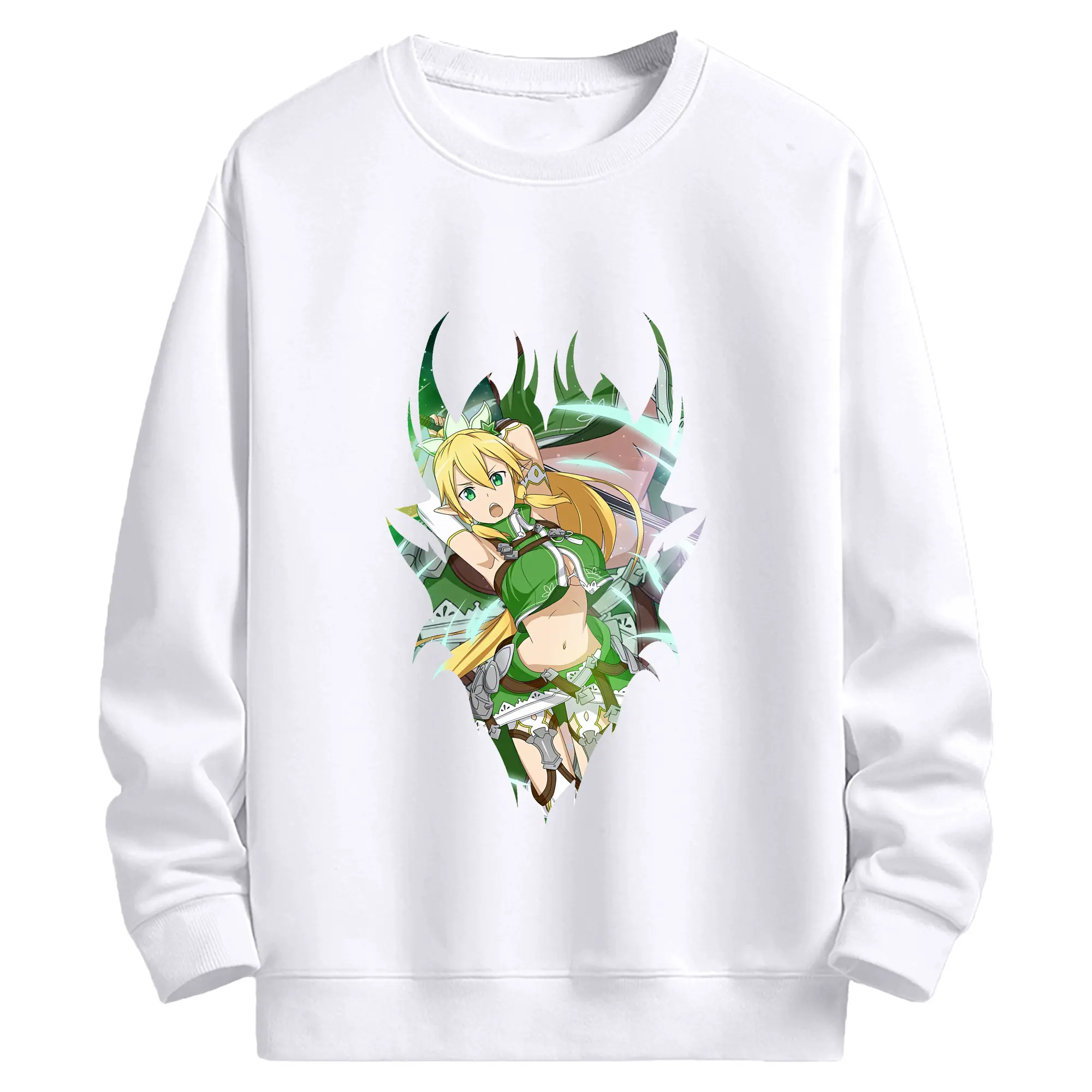 ソードアートオンライン グッズ リーファ - 高品質 クルーネック スウェット ・ コットン59％ ポリエステル41％ ・ ユニセックス 長袖 トレーナー ・ カジュアル デイリー スポーツ 散歩用