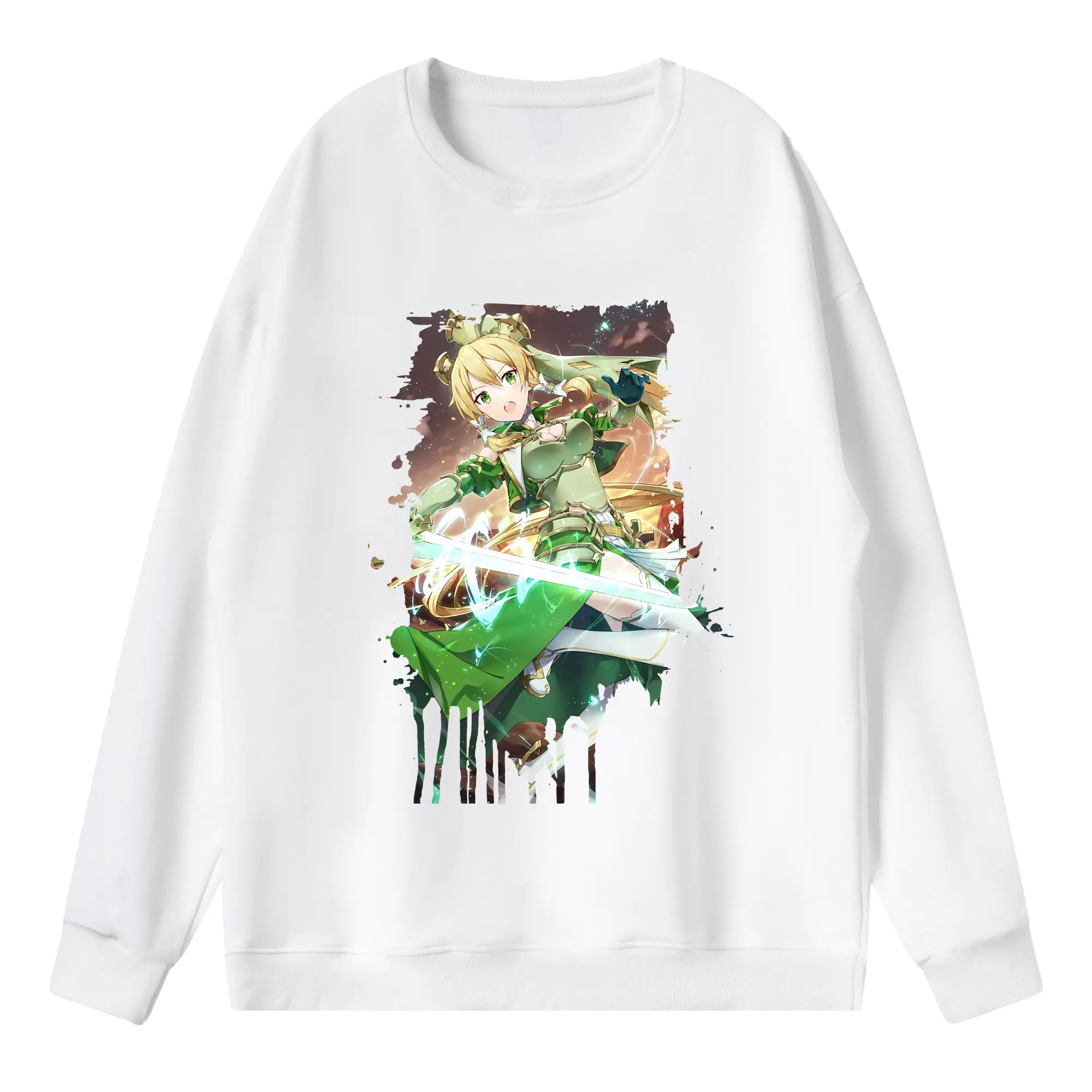 ソードアートオンライン グッズ リーファ - 薄手 クルーネック スウェット 裏毛260g · ポリエステル 春秋向け カジュアル 男女兼用 · トレーナー デイリー スポーツ 散歩に最適