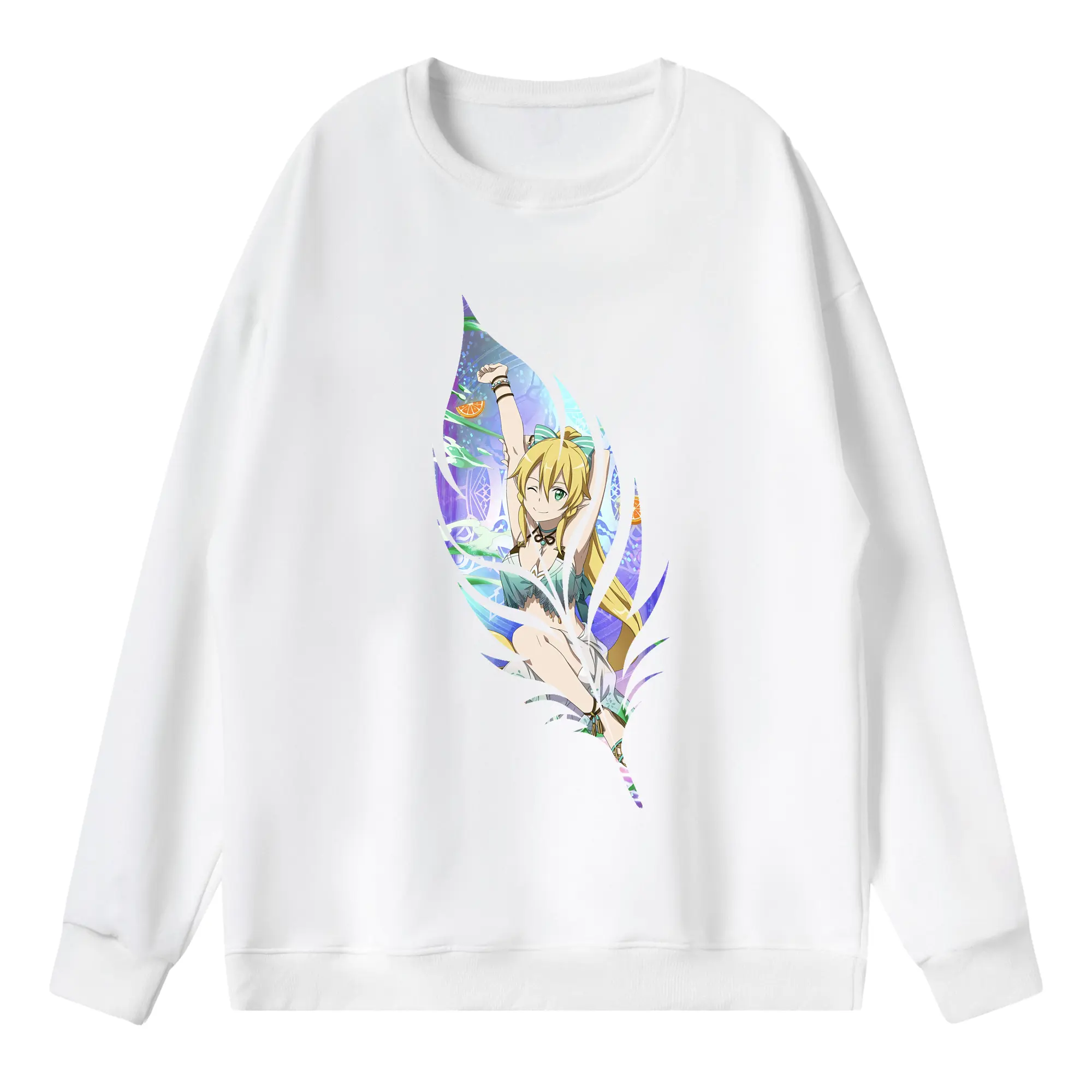 ソードアートオンライン グッズ リーファ - 薄手 クルーネック スウェット 裏毛260g · ポリエステル 春秋向け カジュアル 男女兼用 · トレーナー デイリー スポーツ 散歩に最適