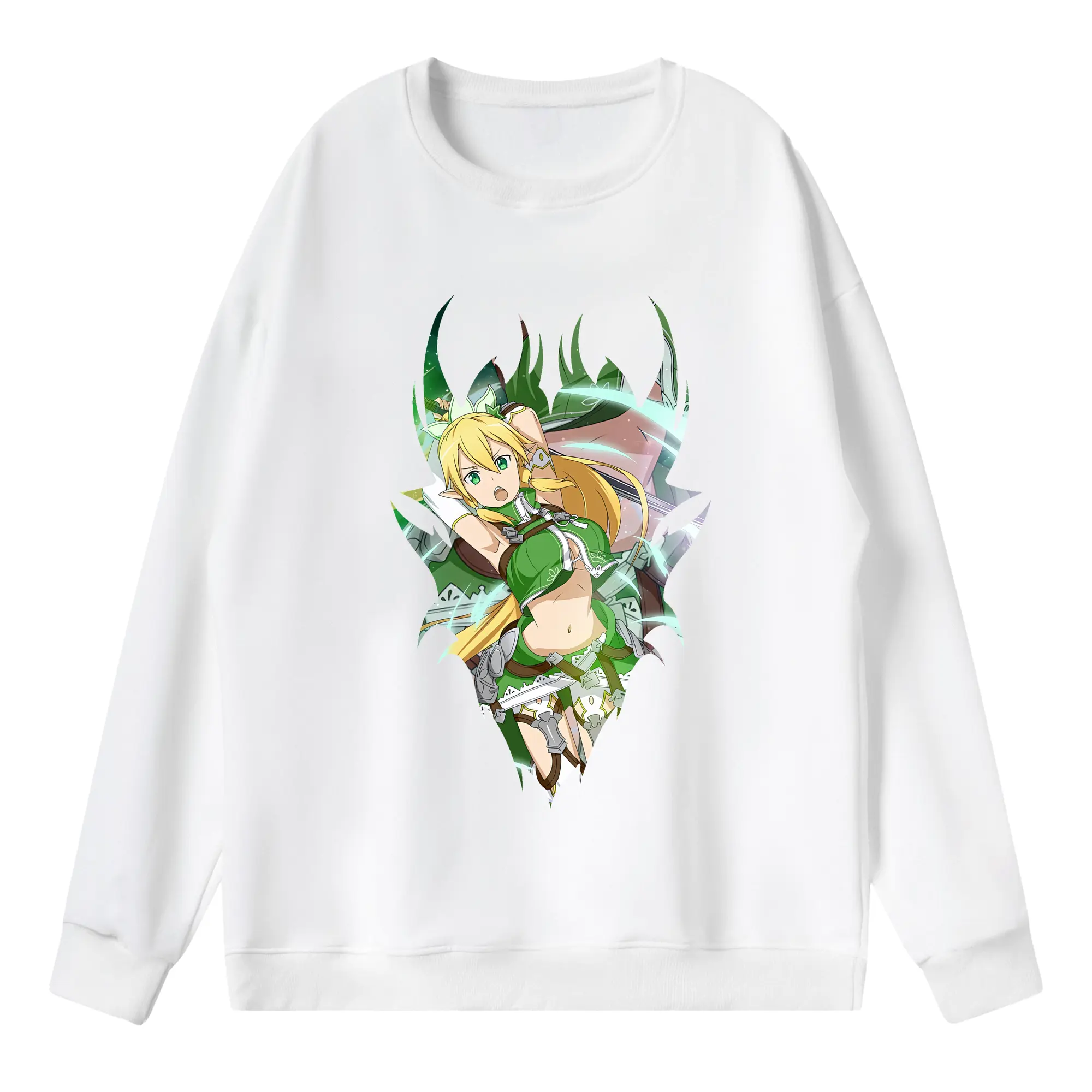 ソードアートオンライン グッズ リーファ - 薄手 クルーネック スウェット 裏毛260g · ポリエステル 春秋向け カジュアル 男女兼用 · トレーナー デイリー スポーツ 散歩に最適