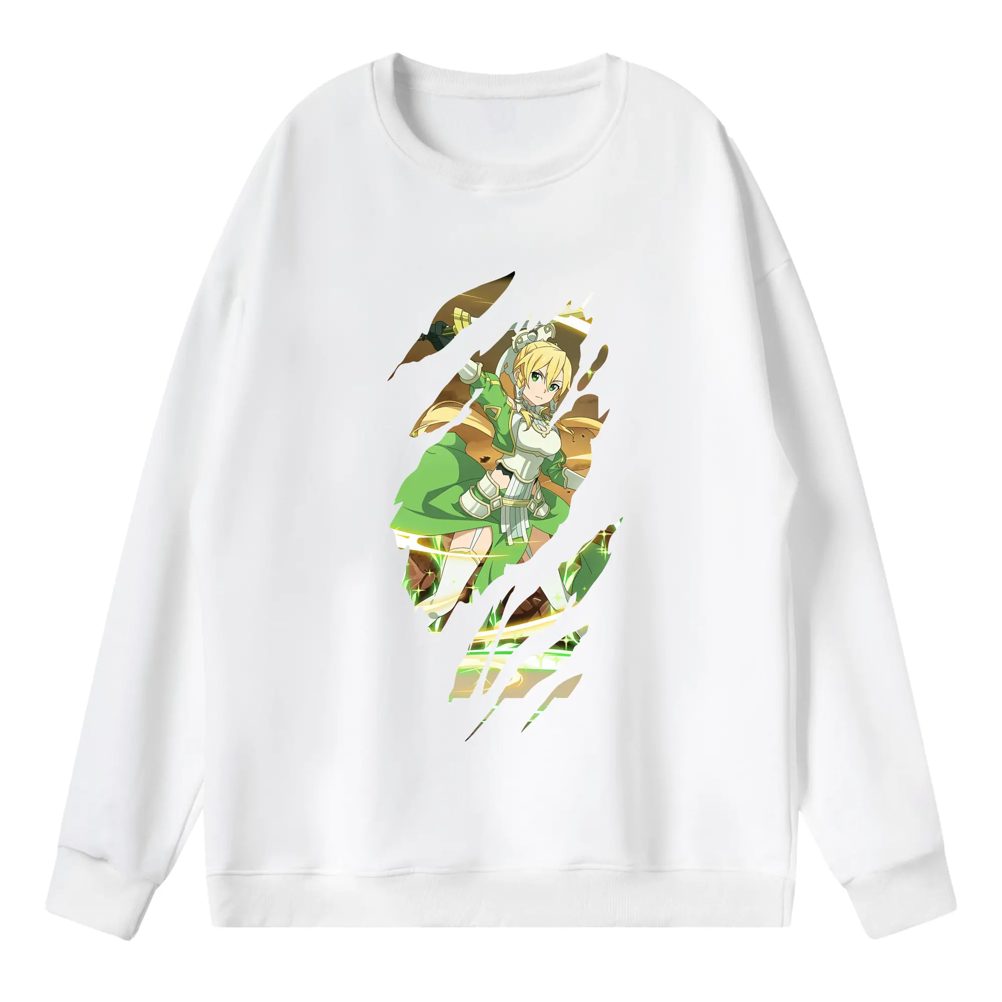 ソードアートオンライン グッズ リーファ - 薄手 クルーネック スウェット 裏毛260g · ポリエステル 春秋向け カジュアル 男女兼用 · トレーナー デイリー スポーツ 散歩に最適