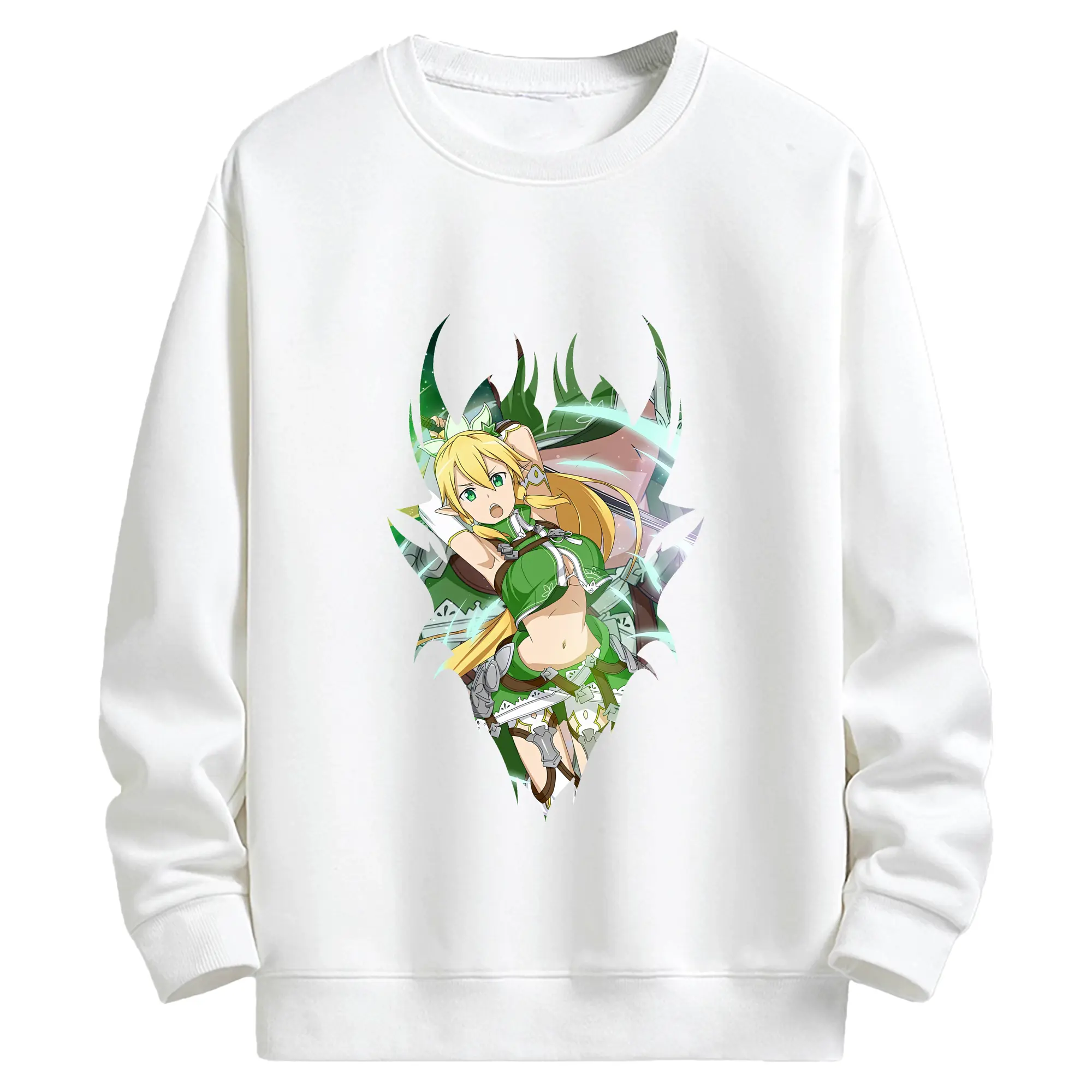 ソードアートオンライン グッズ リーファ - キッズ クルーネックスウェットシャツ ・ フロントプリント ・ 綿80％ ポリエステル20％ ・ 快適 通学 スポーツ 日常使い お散歩用