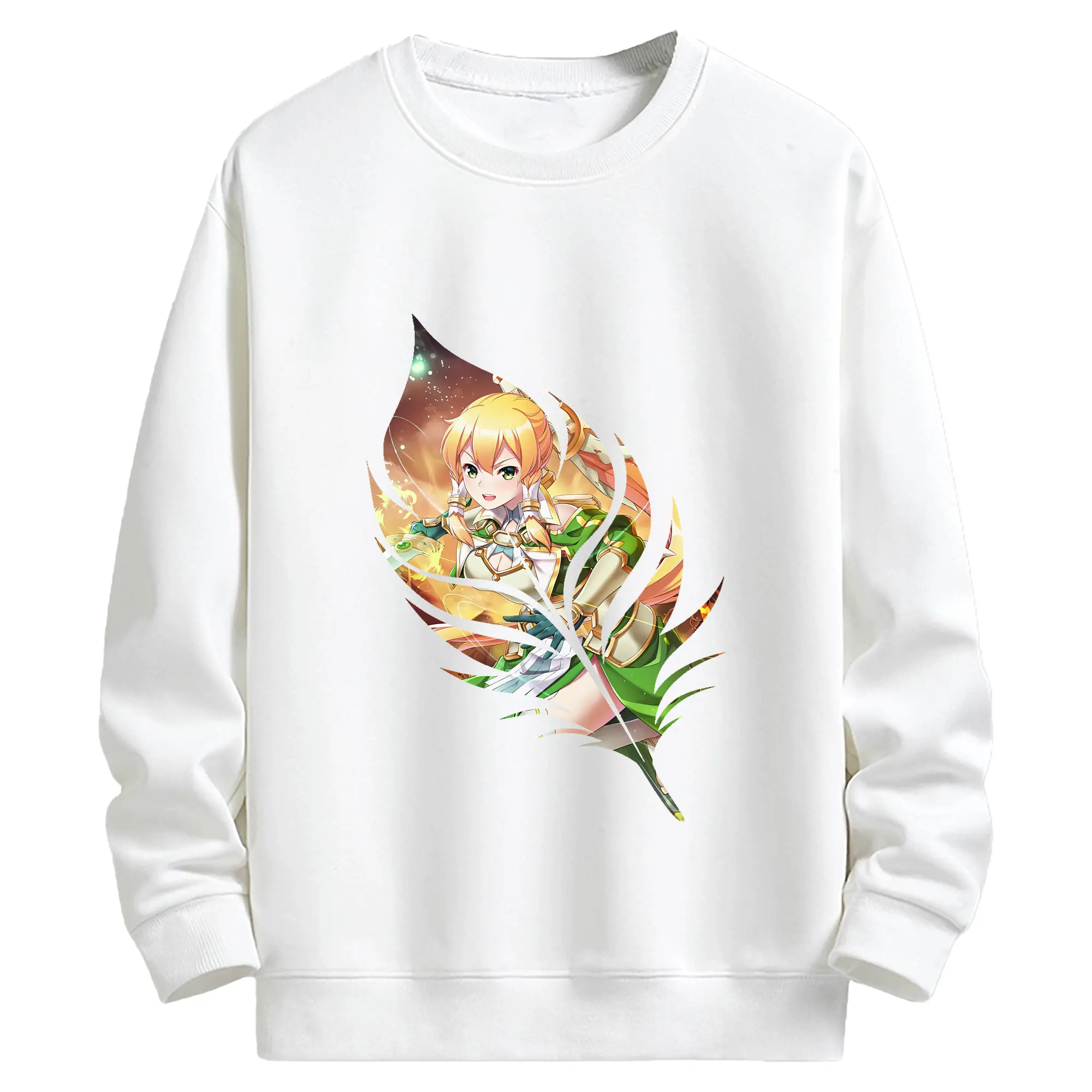 ソードアートオンライン グッズ リーファ - キッズ クルーネックスウェットシャツ ・ フロントプリント ・ 綿80％ ポリエステル20％ ・ 快適 通学 スポーツ 日常使い お散歩用