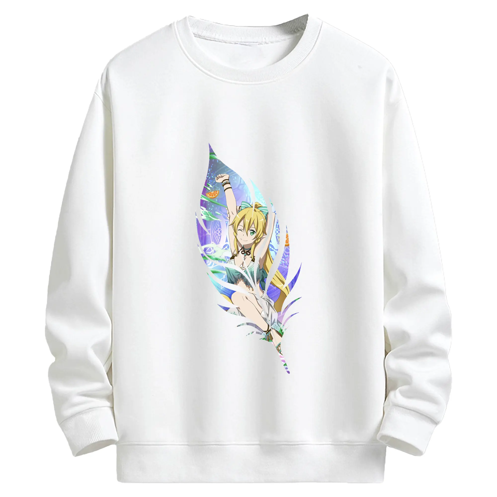 ソードアートオンライン グッズ リーファ - キッズ クルーネックスウェットシャツ ・ フロントプリント ・ 綿80％ ポリエステル20％ ・ 快適 通学 スポーツ 日常使い お散歩用