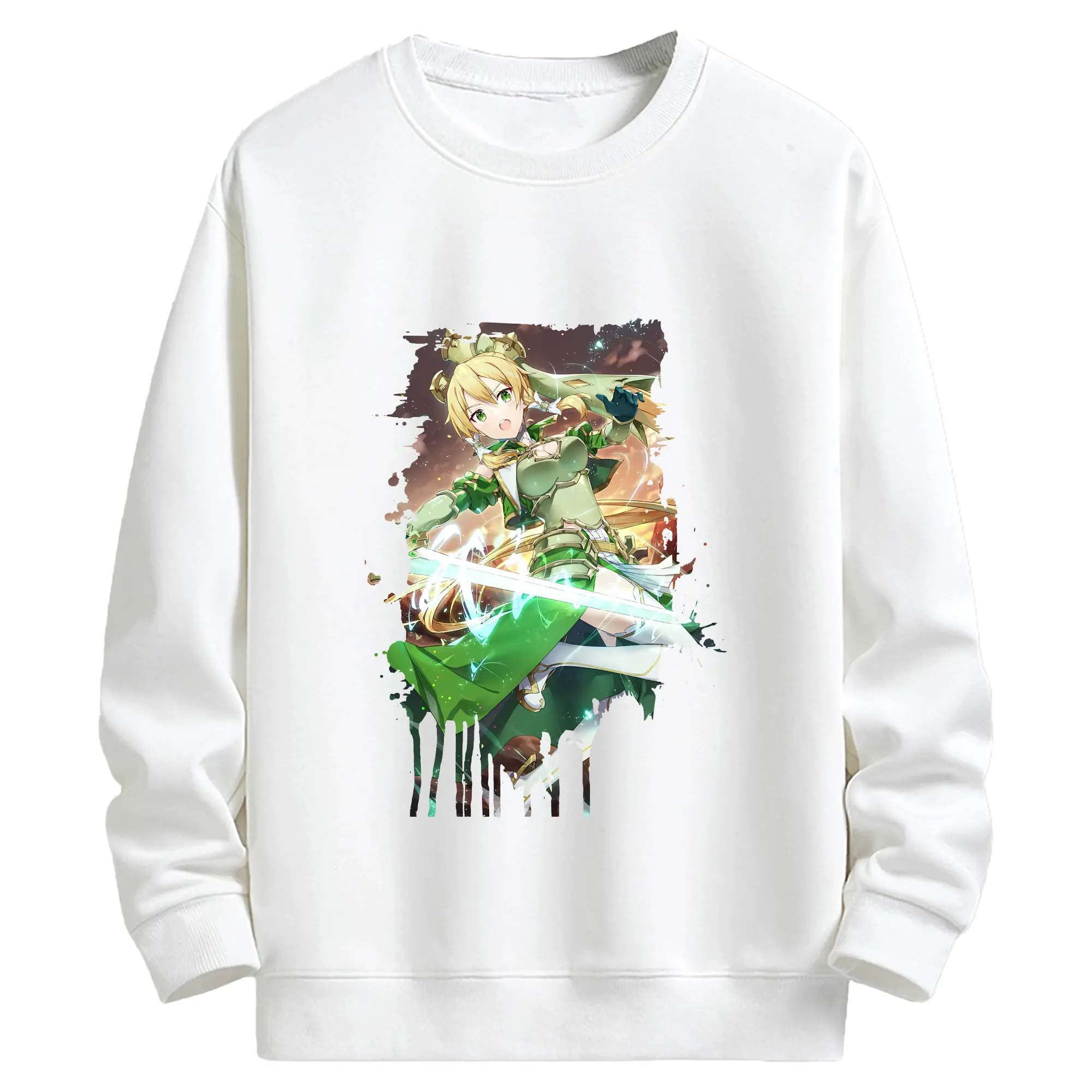 ソードアートオンライン グッズ リーファ - キッズ クルーネックスウェットシャツ ・ フロントプリント ・ 綿80％ ポリエステル20％ ・ 快適 通学 スポーツ 日常使い お散歩用