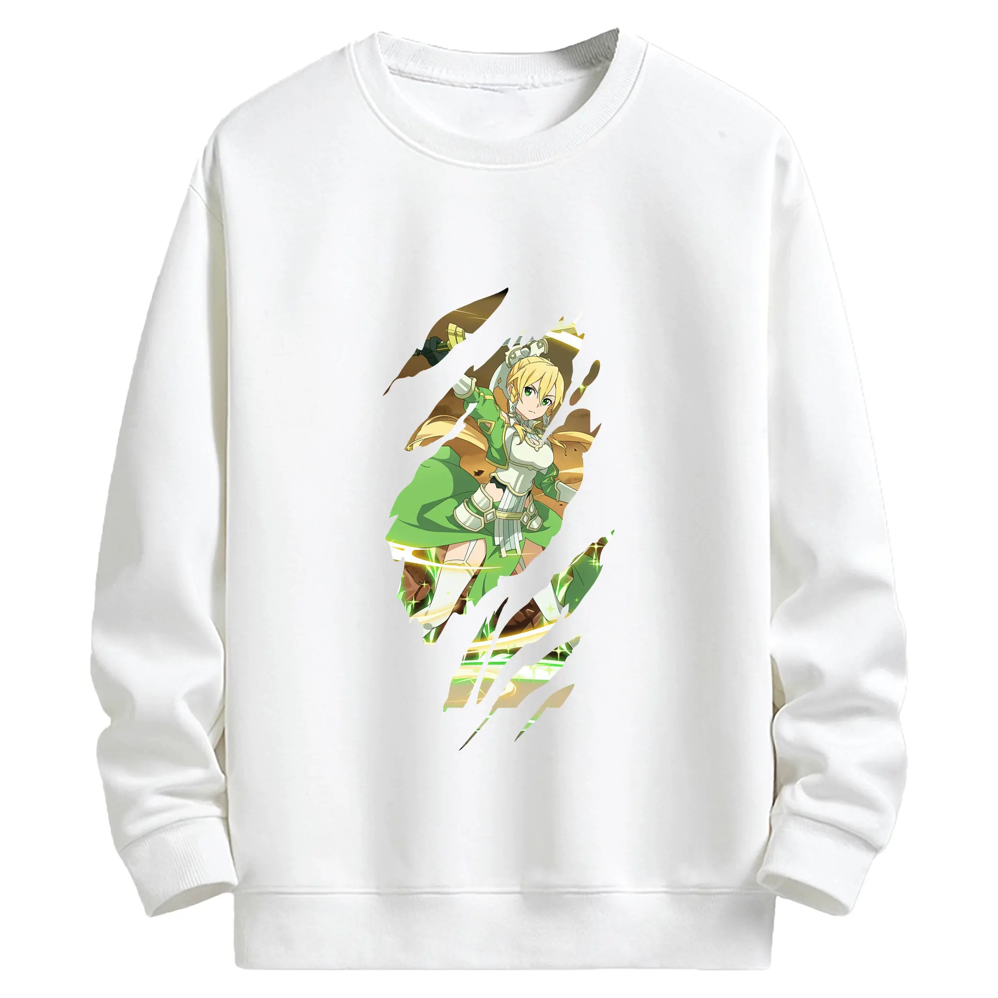 ソードアートオンライン グッズ リーファ - キッズ クルーネックスウェットシャツ ・ フロントプリント ・ 綿80％ ポリエステル20％ ・ 快適 通学 スポーツ 日常使い お散歩用