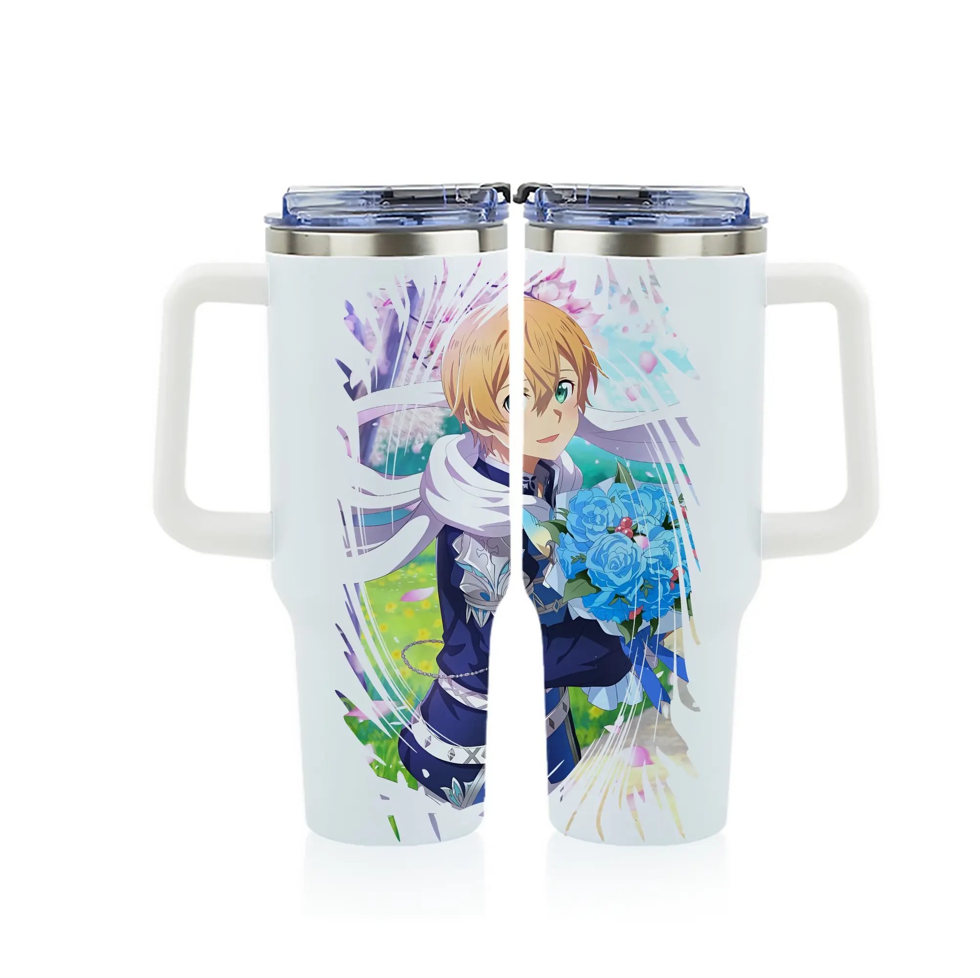 ソードアートオンライン グッズ ユージオ - 1200mL フルプリント車用タンブラー ・ 304ステンレス 内側 ・ 201ステンレス 外側 ・ 保温 保冷 ・ 通勤 ドライブ アウトドア用