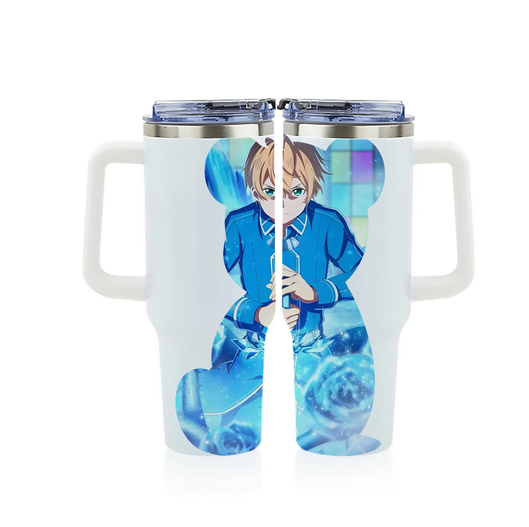 ソードアートオンライン グッズ ユージオ - 1200mL フルプリント車用タンブラー ・ 304ステンレス 内側 ・ 201ステンレス 外側 ・ 保温 保冷 ・ 通勤 ドライブ アウトドア用