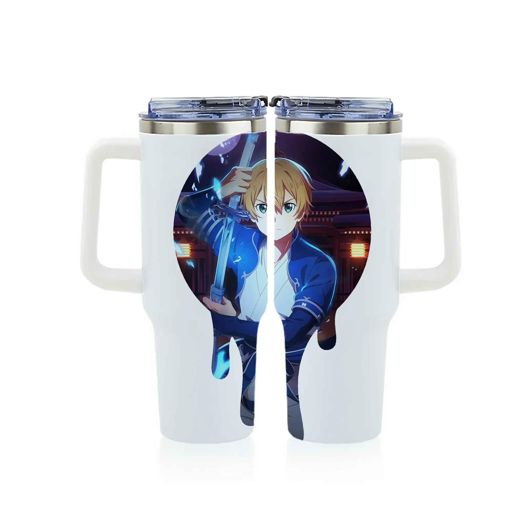 ソードアートオンライン グッズ ユージオ - 1200mL フルプリント車用タンブラー ・ 304ステンレス 内側 ・ 201ステンレス 外側 ・ 保温 保冷 ・ 通勤 ドライブ アウトドア用