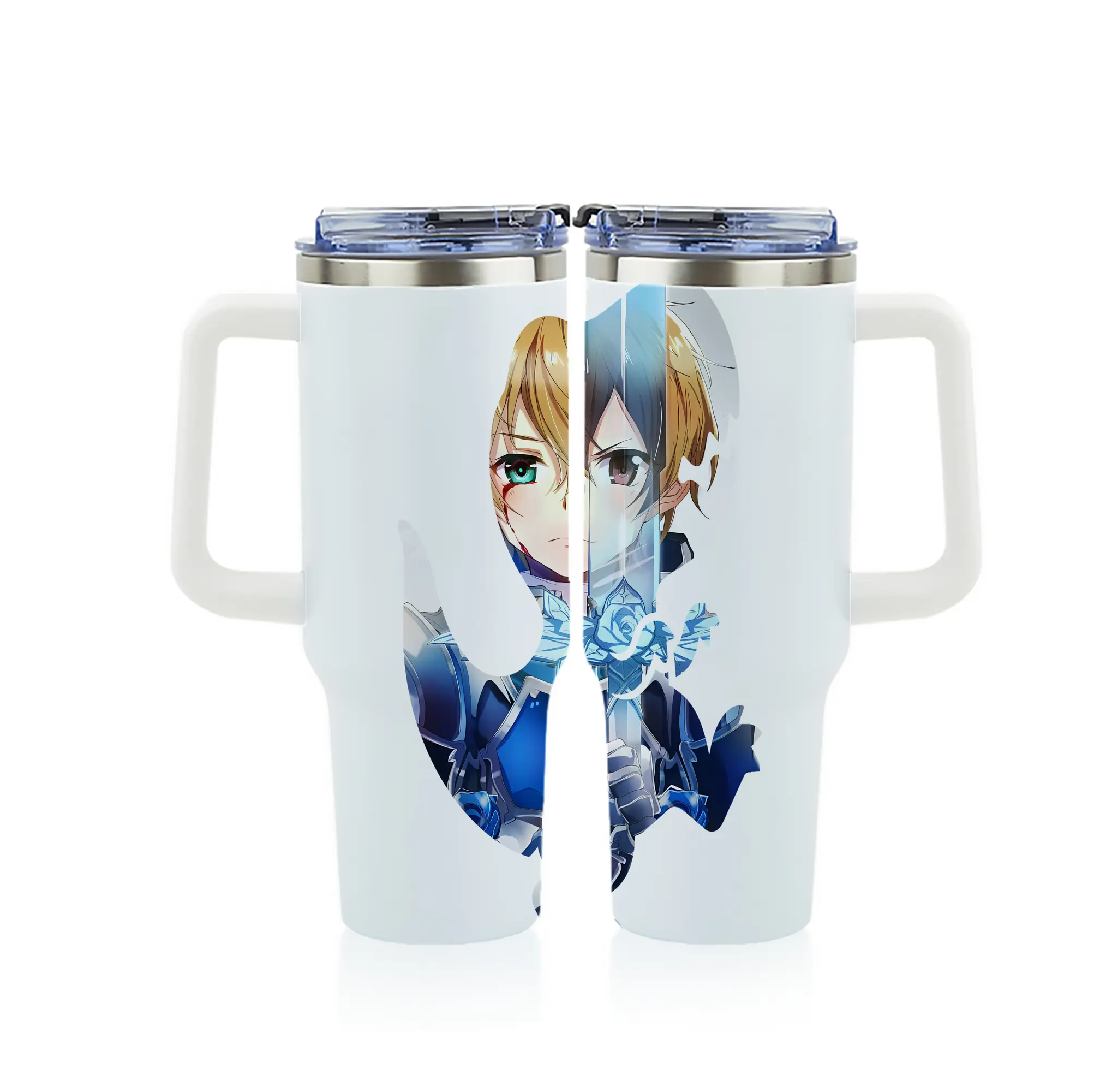 ソードアートオンライン グッズ ユージオ - 1200mL フルプリント車用タンブラー ・ 304ステンレス 内側 ・ 201ステンレス 外側 ・ 保温 保冷 ・ 通勤 ドライブ アウトドア用