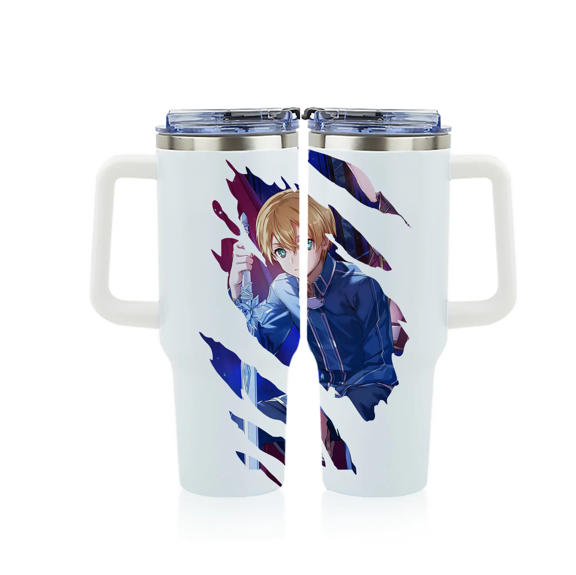 ソードアートオンライン グッズ ユージオ - 1200mL フルプリント車用タンブラー ・ 304ステンレス 内側 ・ 201ステンレス 外側 ・ 保温 保冷 ・ 通勤 ドライブ アウトドア用