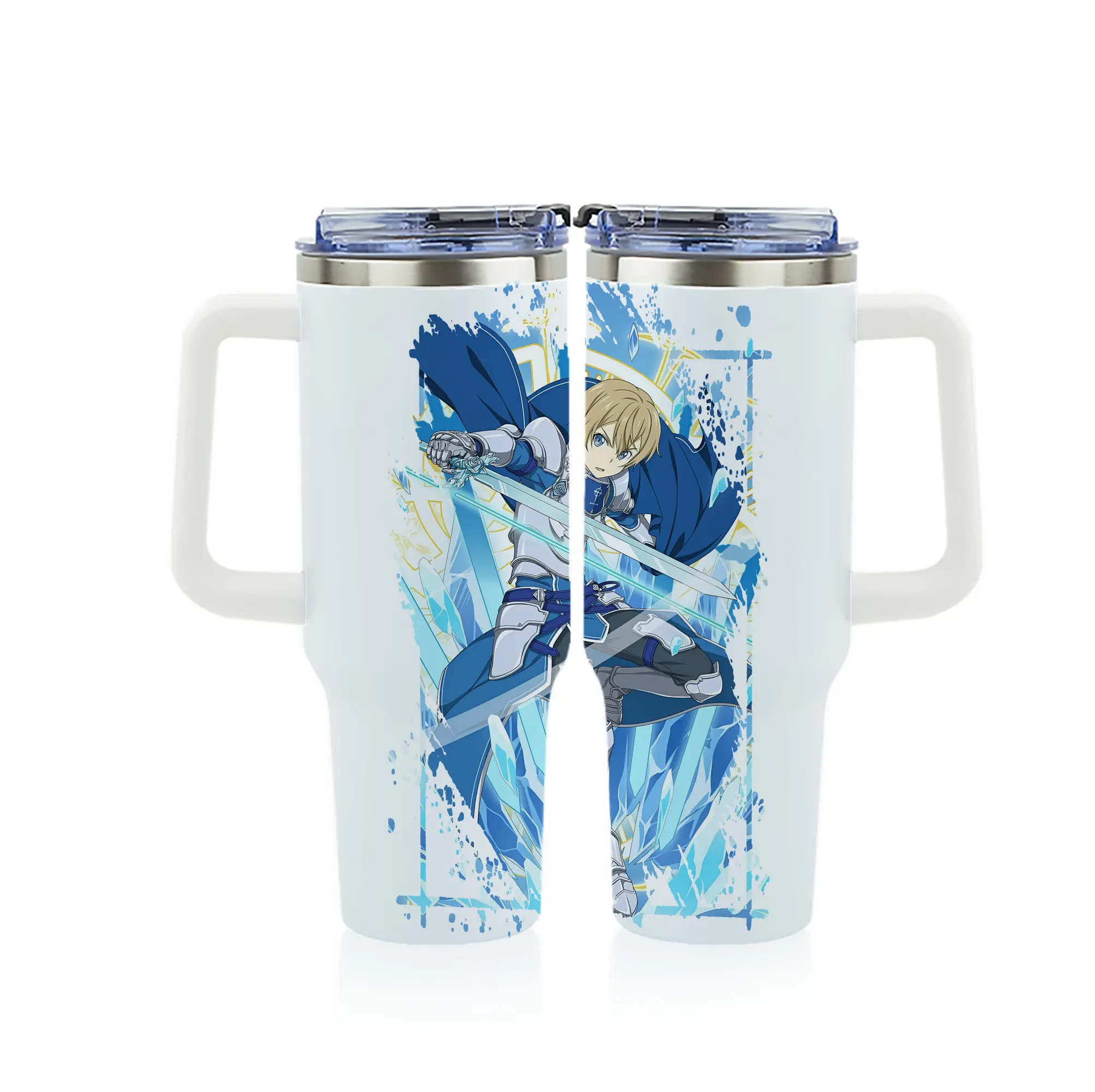 ソードアートオンライン グッズ ユージオ - 1200mL フルプリント車用タンブラー ・ 304ステンレス 内側 ・ 201ステンレス 外側 ・ 保温 保冷 ・ 通勤 ドライブ アウトドア用