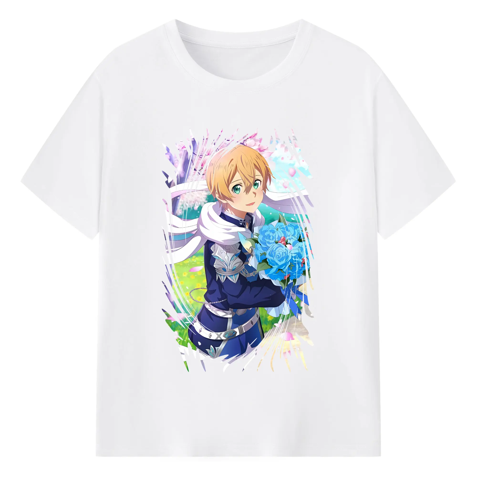 ソードアートオンライン グッズ ユージオ - 綿100％ 半袖Tシャツ ・ フロントプリント ・ 快適 通気性 ・ 日常使い 散歩 スポーツ用