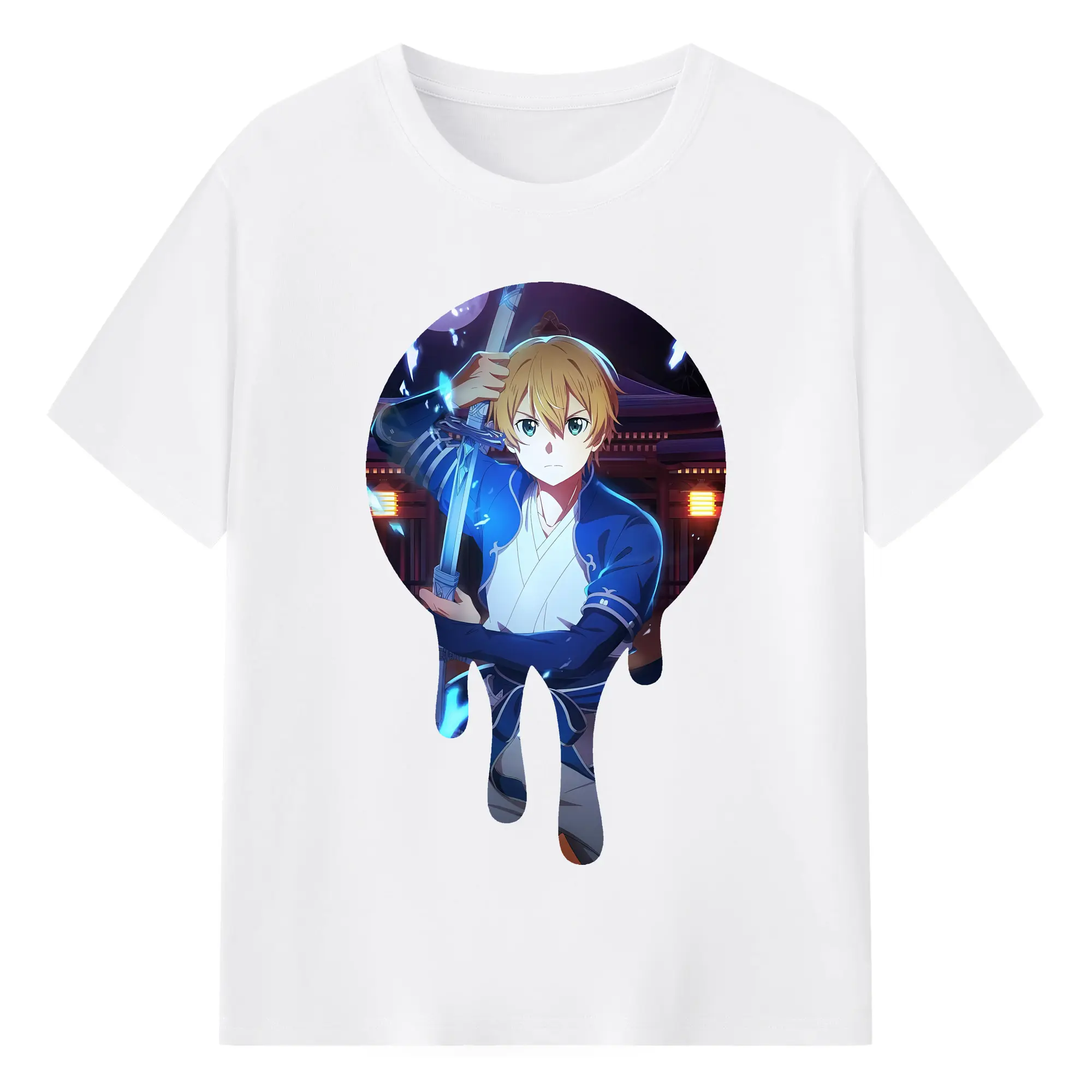 ソードアートオンライン グッズ ユージオ - 綿100％ 半袖Tシャツ ・ フロントプリント ・ 快適 通気性 ・ 日常使い 散歩 スポーツ用
