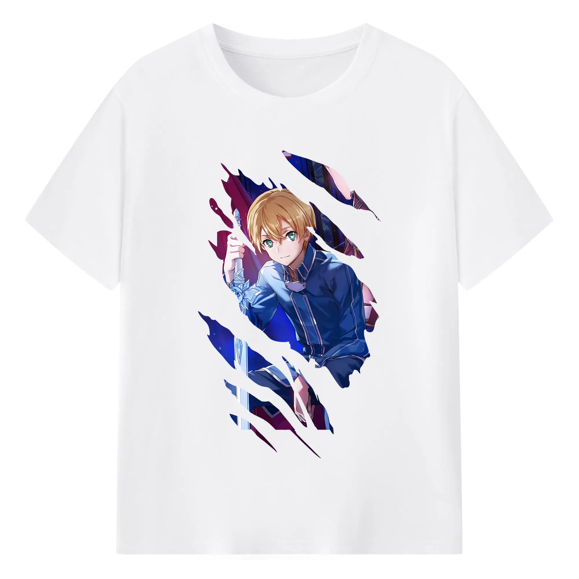 ソードアートオンライン グッズ ユージオ - 綿100％ 半袖Tシャツ ・ フロントプリント ・ 快適 通気性 ・ 日常使い 散歩 スポーツ用