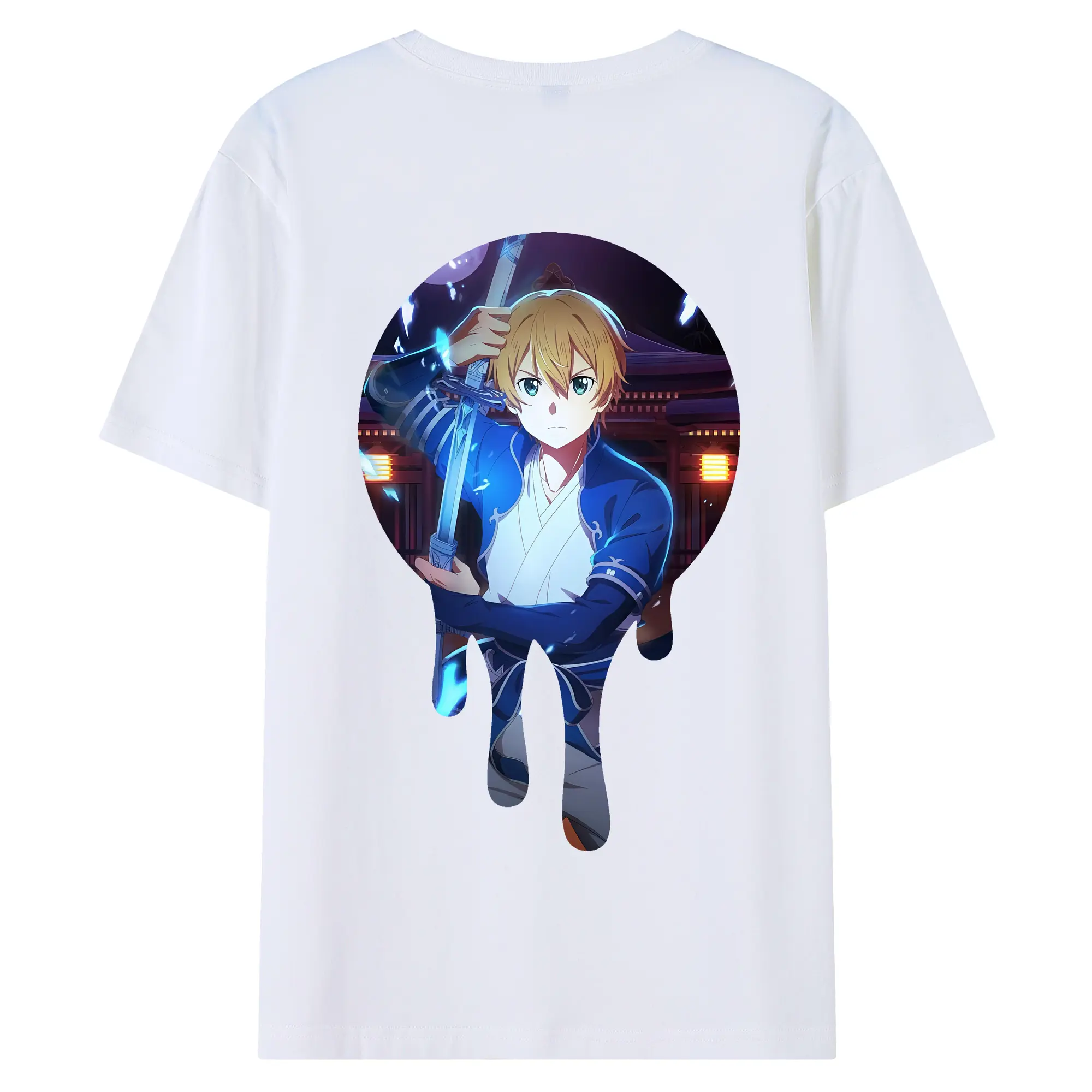 ソードアートオンライン グッズ ユージオ - 綿100％ 半袖Tシャツ ・ バックプリント ・ 快適 通気性 ・ 日常使い 散歩 スポーツ用