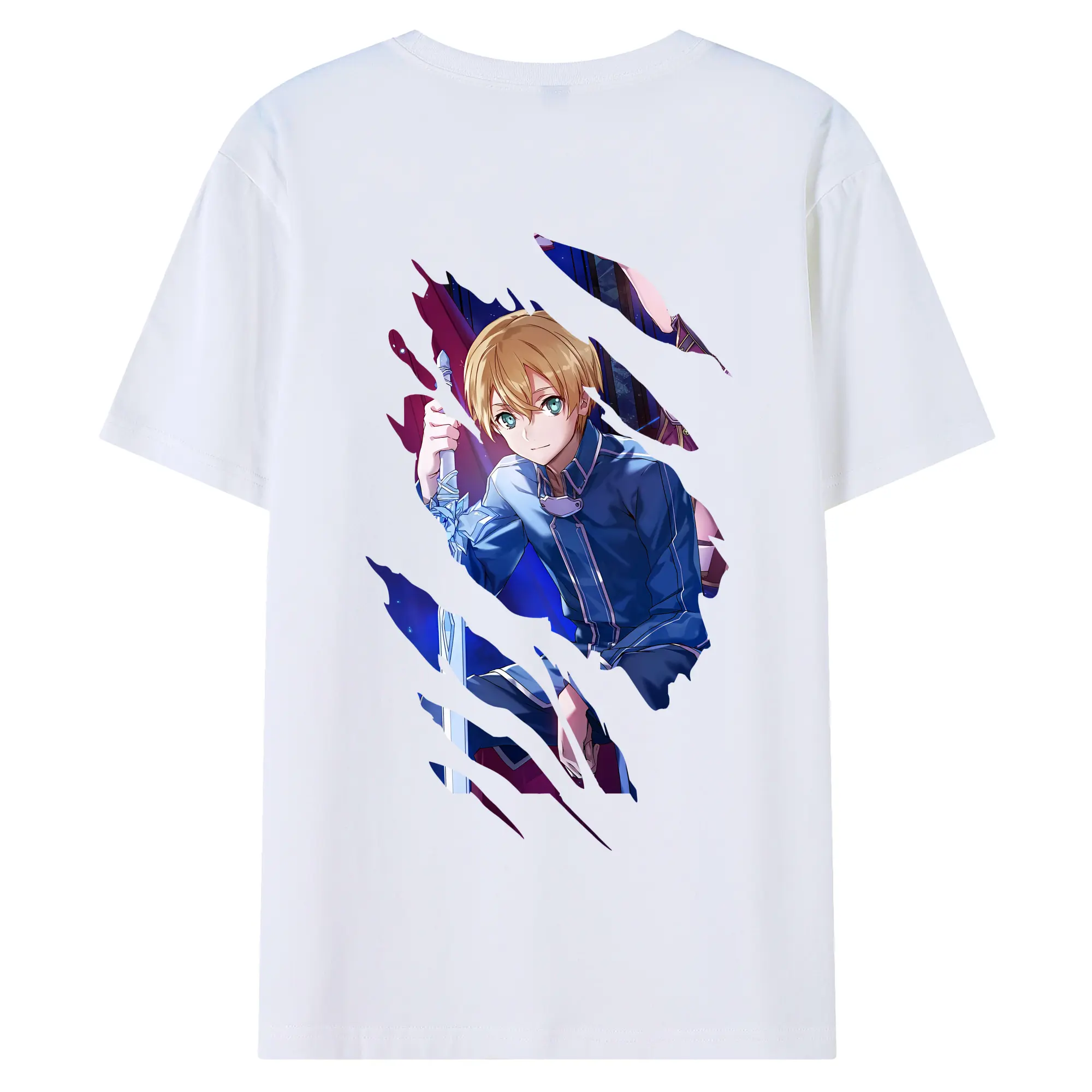 ソードアートオンライン グッズ ユージオ - 綿100％ 半袖Tシャツ ・ バックプリント ・ 快適 通気性 ・ 日常使い 散歩 スポーツ用