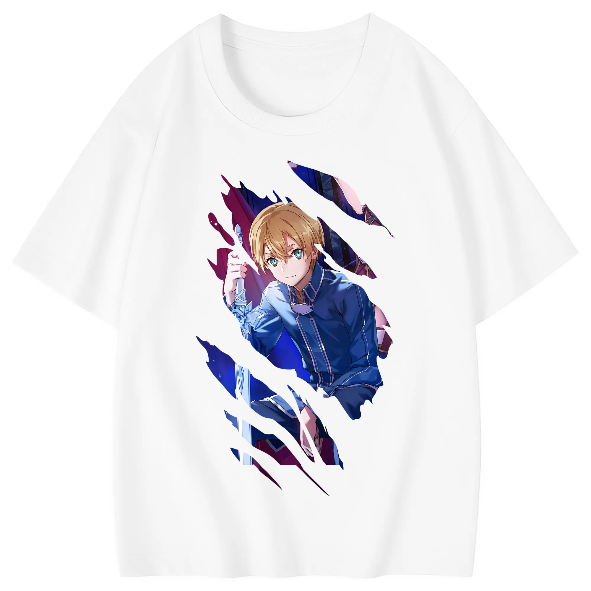 ソードアートオンライン グッズ ユージオ - 綿100％ キッズTシャツ ・ フロントプリント ・ 快適 通気性 ・ スポーツ カジュアル 散歩用