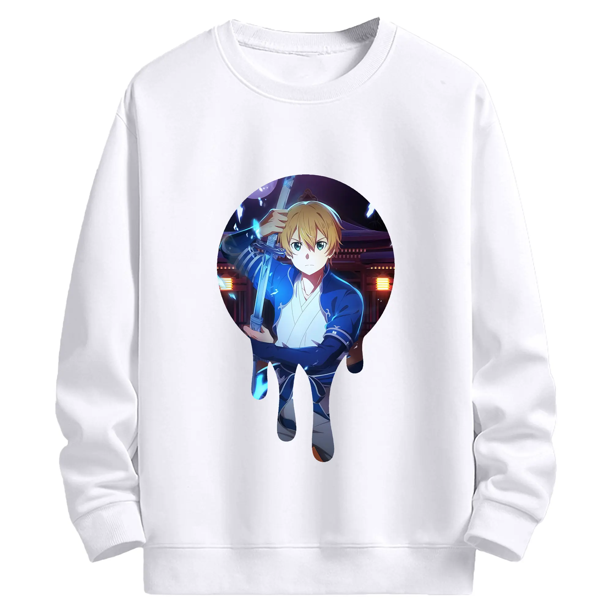 ソードアートオンライン グッズ ユージオ - 高品質 クルーネック スウェット ・ コットン59％ ポリエステル41％ ・ ユニセックス 長袖 トレーナー ・ カジュアル デイリー スポーツ 散歩用
