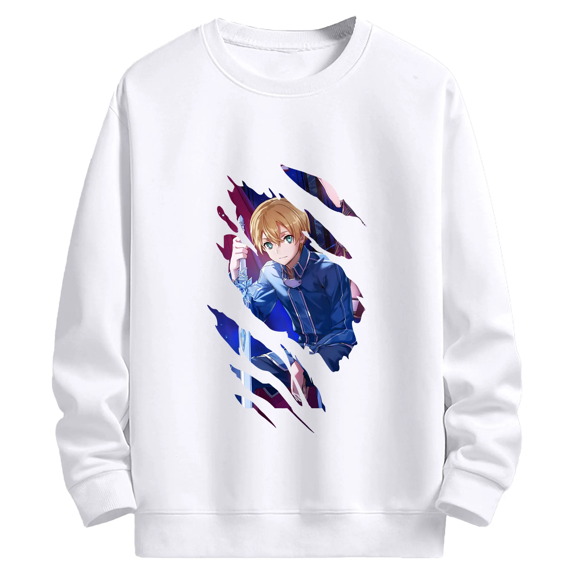 ソードアートオンライン グッズ ユージオ - 高品質 クルーネック スウェット ・ コットン59％ ポリエステル41％ ・ ユニセックス 長袖 トレーナー ・ カジュアル デイリー スポーツ 散歩用
