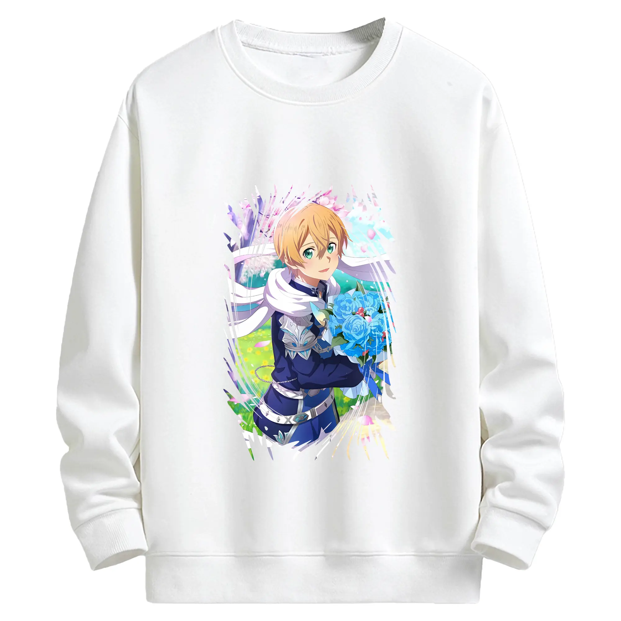 ソードアートオンライン グッズ ユージオ - キッズ クルーネックスウェットシャツ ・ フロントプリント ・ 綿80％ ポリエステル20％ ・ 快適 通学 スポーツ 日常使い お散歩用