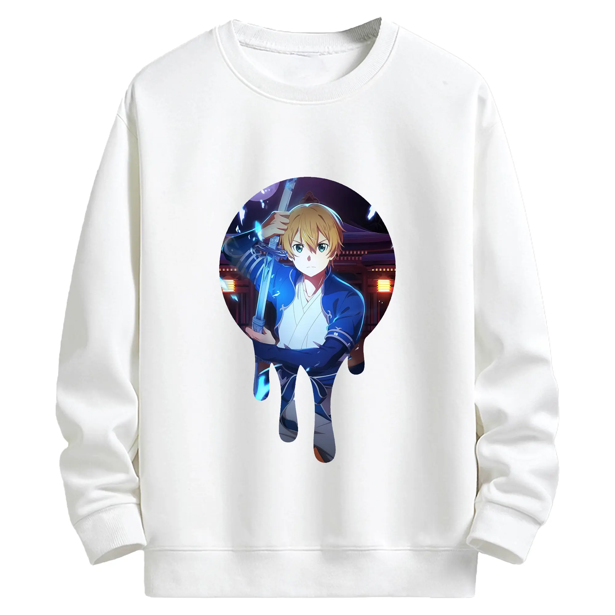 ソードアートオンライン グッズ ユージオ - キッズ クルーネックスウェットシャツ ・ フロントプリント ・ 綿80％ ポリエステル20％ ・ 快適 通学 スポーツ 日常使い お散歩用