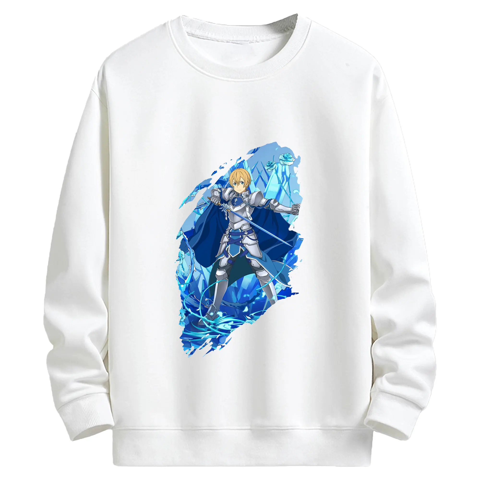 ソードアートオンライン グッズ ユージオ - キッズ クルーネックスウェットシャツ ・ フロントプリント ・ 綿80％ ポリエステル20％ ・ 快適 通学 スポーツ 日常使い お散歩用