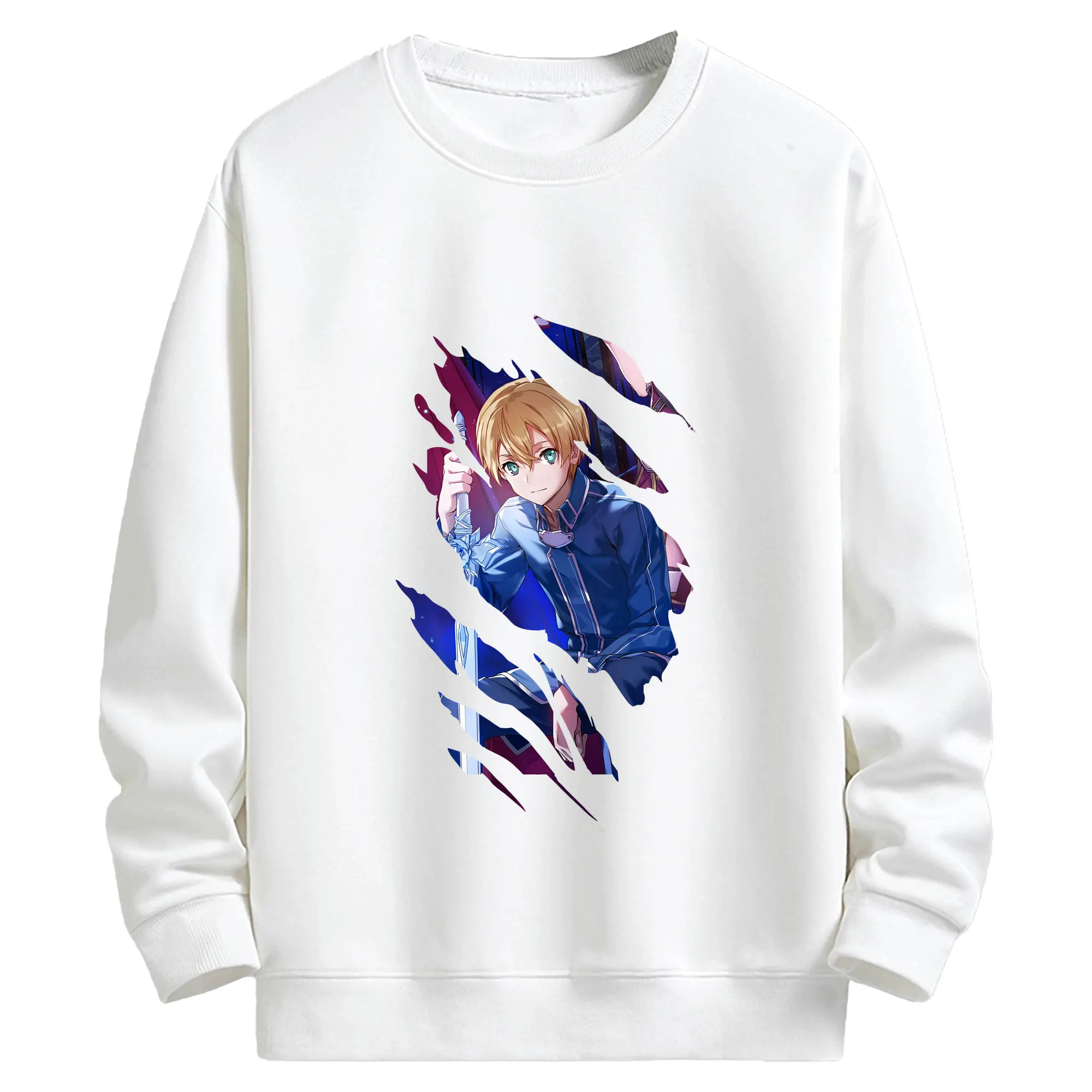 ソードアートオンライン グッズ ユージオ - キッズ クルーネックスウェットシャツ ・ フロントプリント ・ 綿80％ ポリエステル20％ ・ 快適 通学 スポーツ 日常使い お散歩用