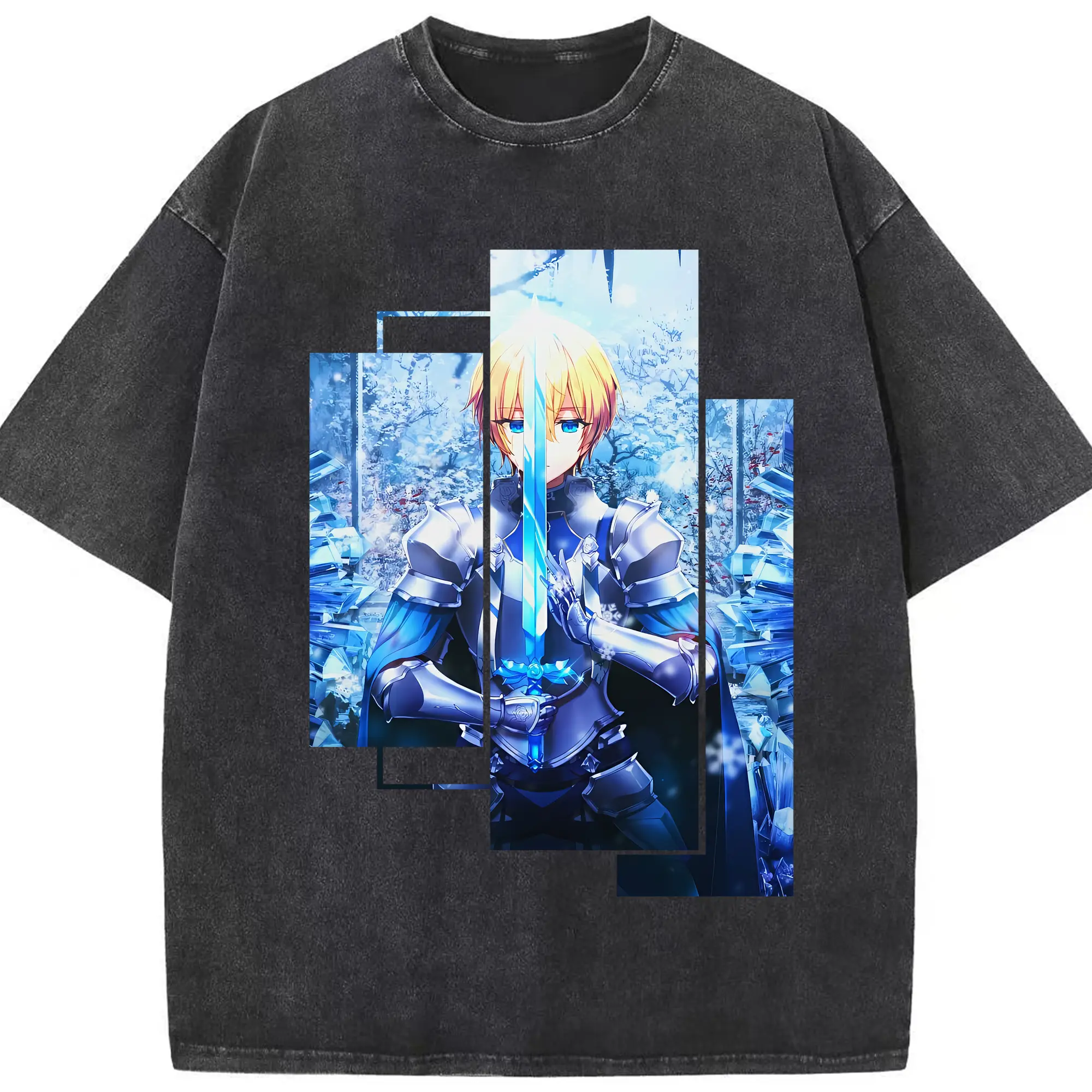 ソードアートオンライン グッズ ユージオ - 綿100％ ヴィンテージ風 半袖Tシャツ ・ フロントプリント ・ 柔らか肌触り ・ 通気性 快適 ・ スポーツ カジュアル 外出用