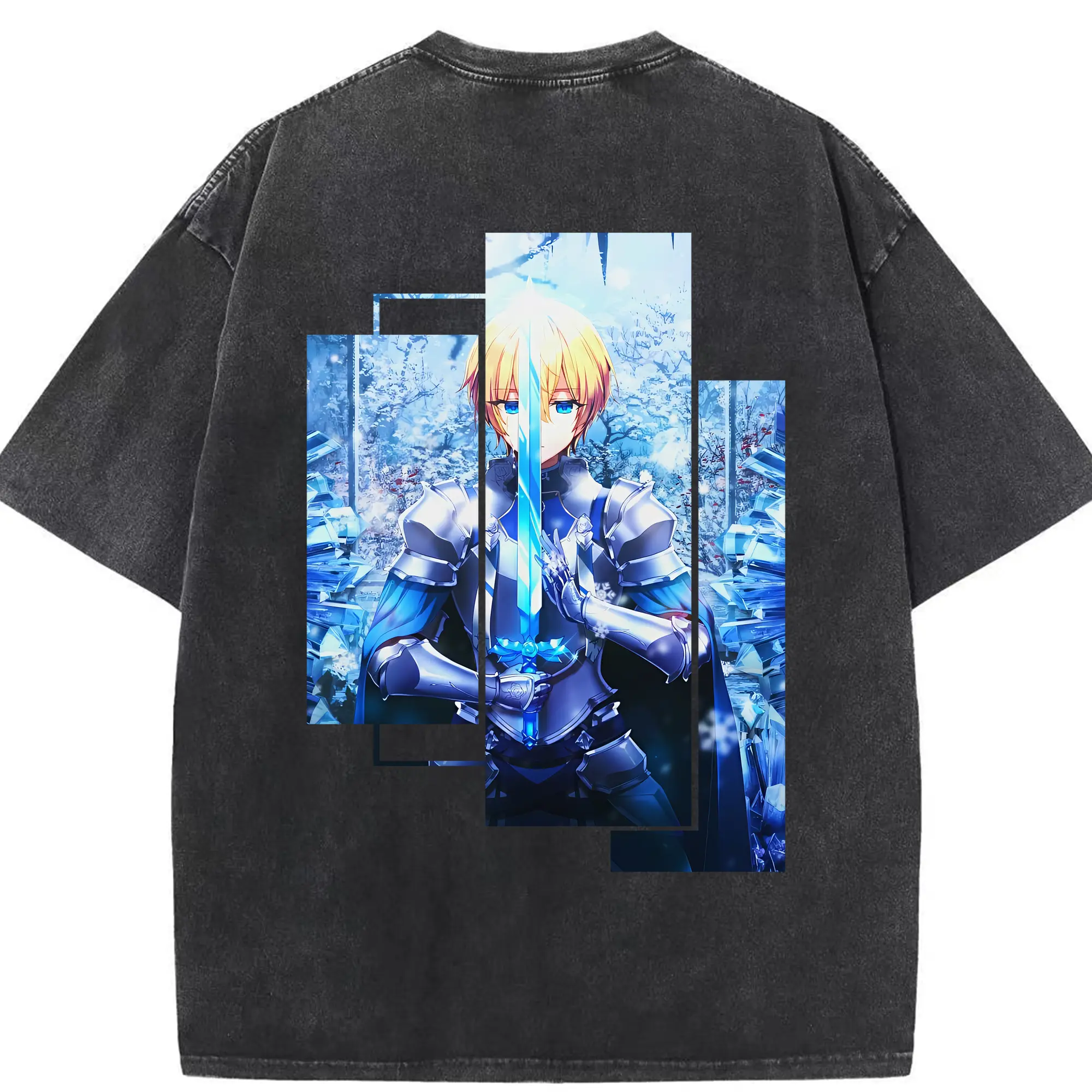 ソードアートオンライン グッズ ユージオ - 綿100％ ヴィンテージ風 半袖Tシャツ ・ 背面プリント ・ 柔らか肌触り ・ 通気性 快適 ・ スポーツ カジュアル 外出用
