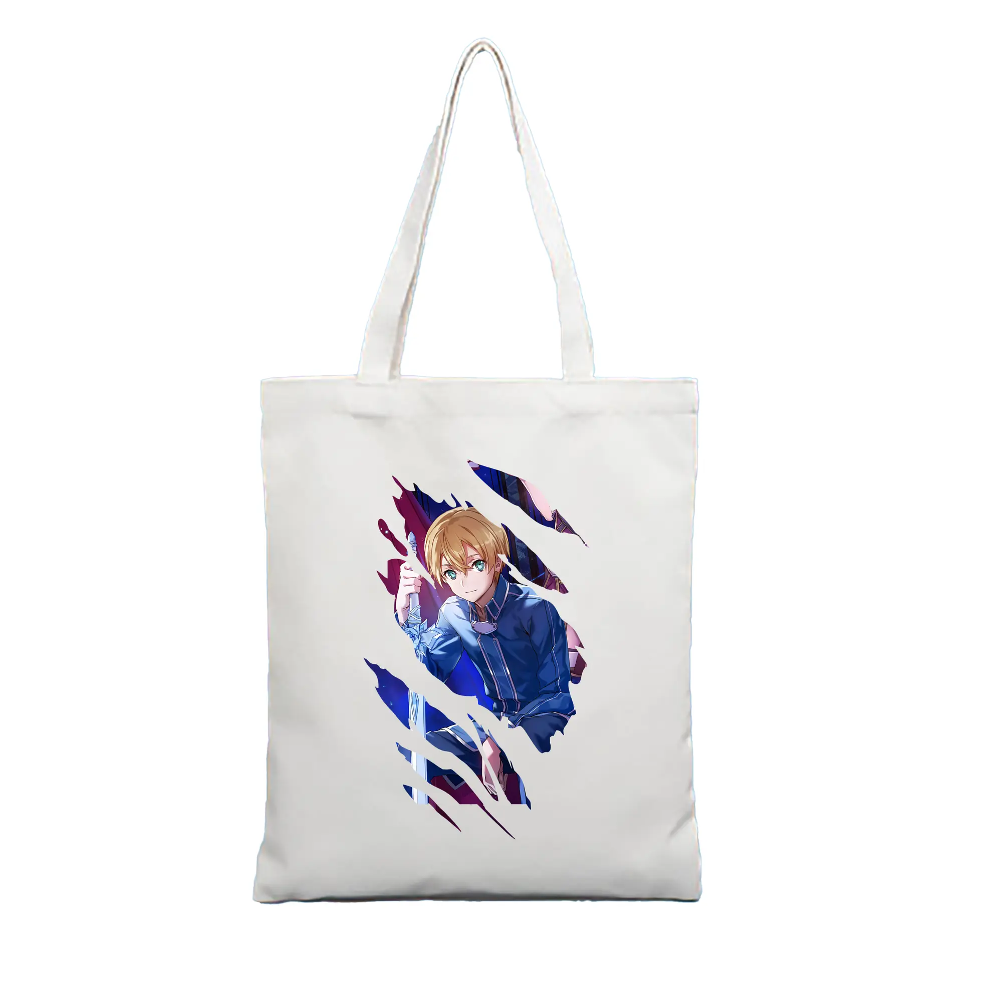 ソードアートオンライン グッズ ユージオ - 縦型キャンバス手提げバッグ（トートバッグ） ・ キャンバス素材 ・ ショッピング用 ・ 軽量 丈夫 お手入れ簡単