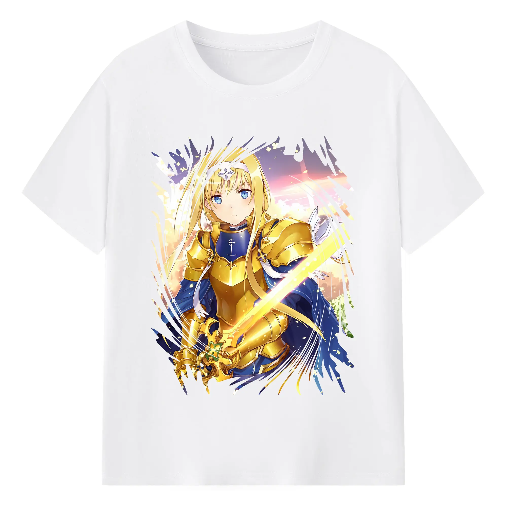 ソードアートオンライン グッズ アリス・ツーベルク - 綿100％ 半袖Tシャツ ・ フロントプリント ・ 快適 通気性 ・ 日常使い 散歩 スポーツ用