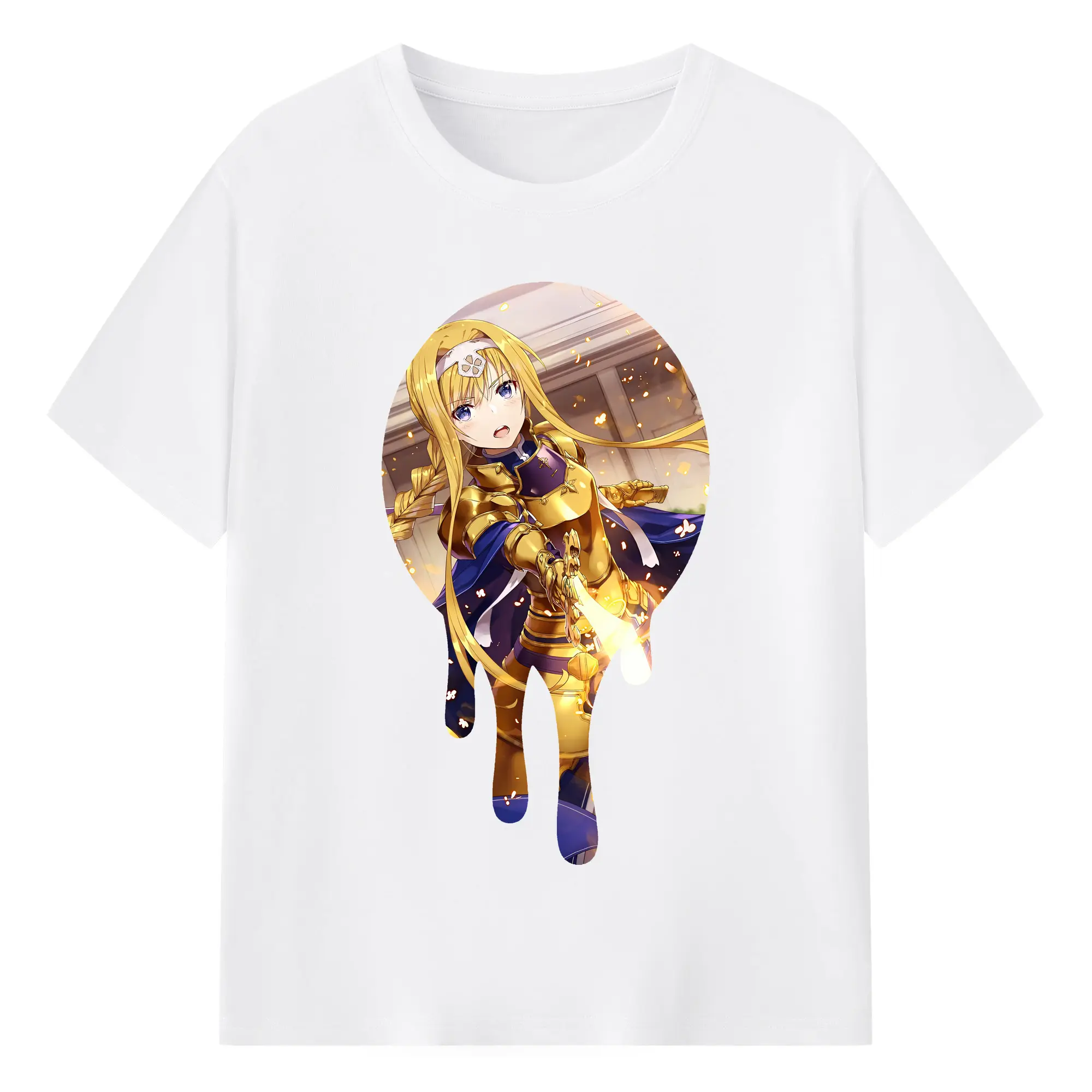 ソードアートオンライン グッズ アリス・ツーベルク - 綿100％ 半袖Tシャツ ・ フロントプリント ・ 快適 通気性 ・ 日常使い 散歩 スポーツ用