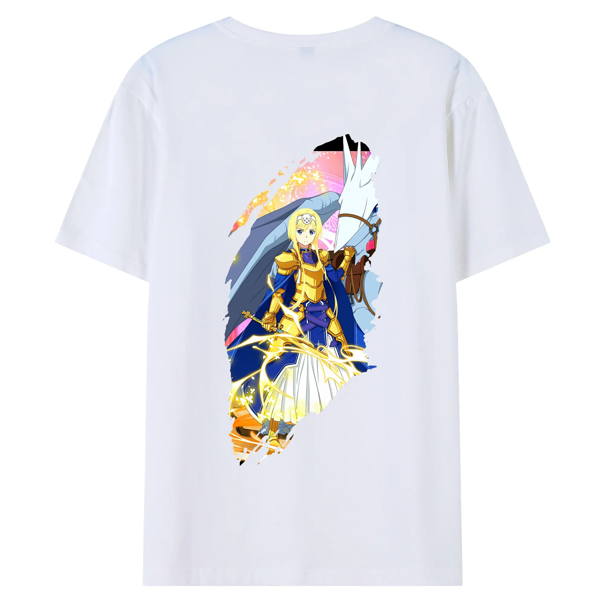 ソードアートオンライン グッズ アリス・ツーベルク - 綿100％ 半袖Tシャツ ・ バックプリント ・ 快適 通気性 ・ 日常使い 散歩 スポーツ用